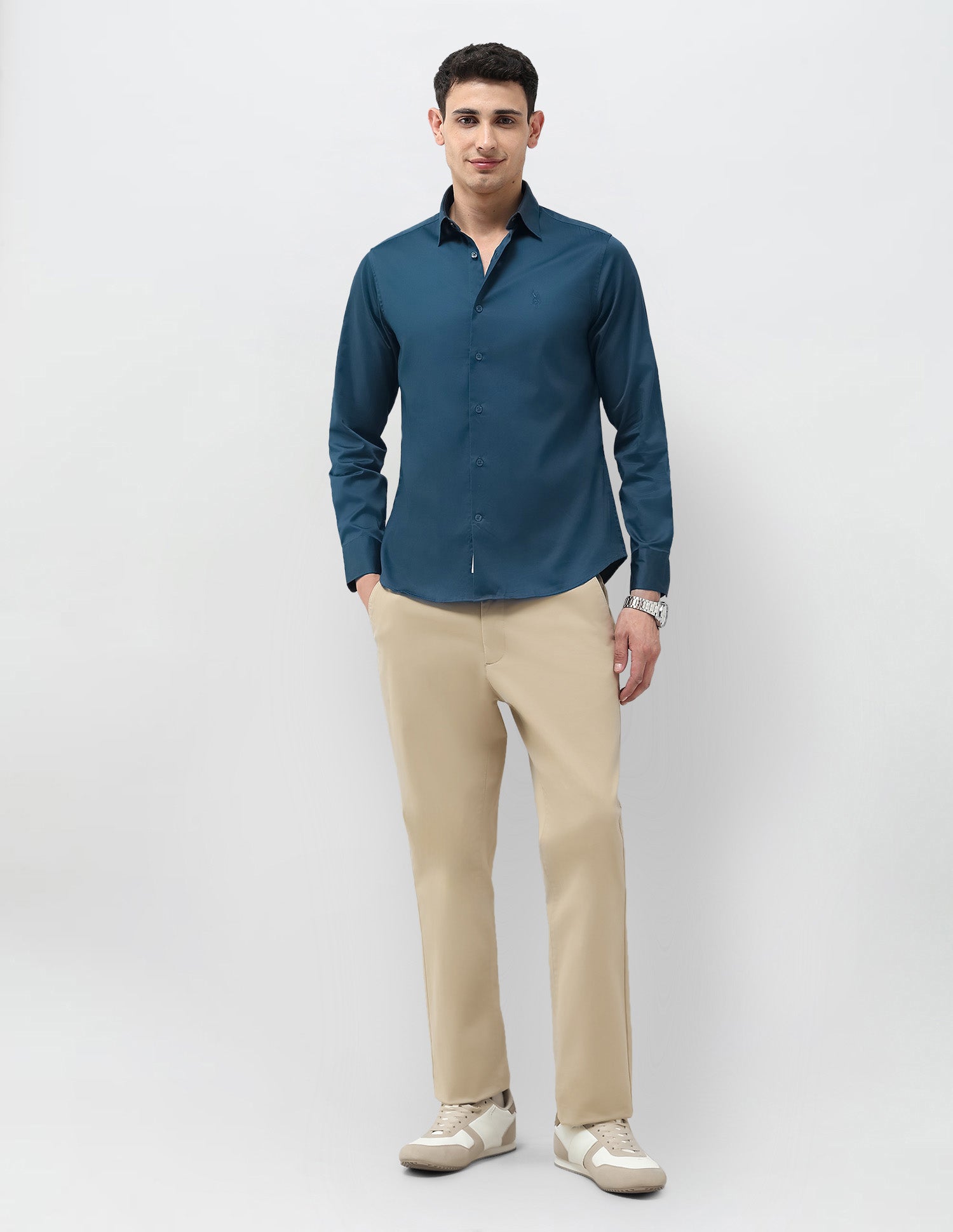 Tailored Fit Solid Shirt Teal - U.S. Polo Assn. India | Large