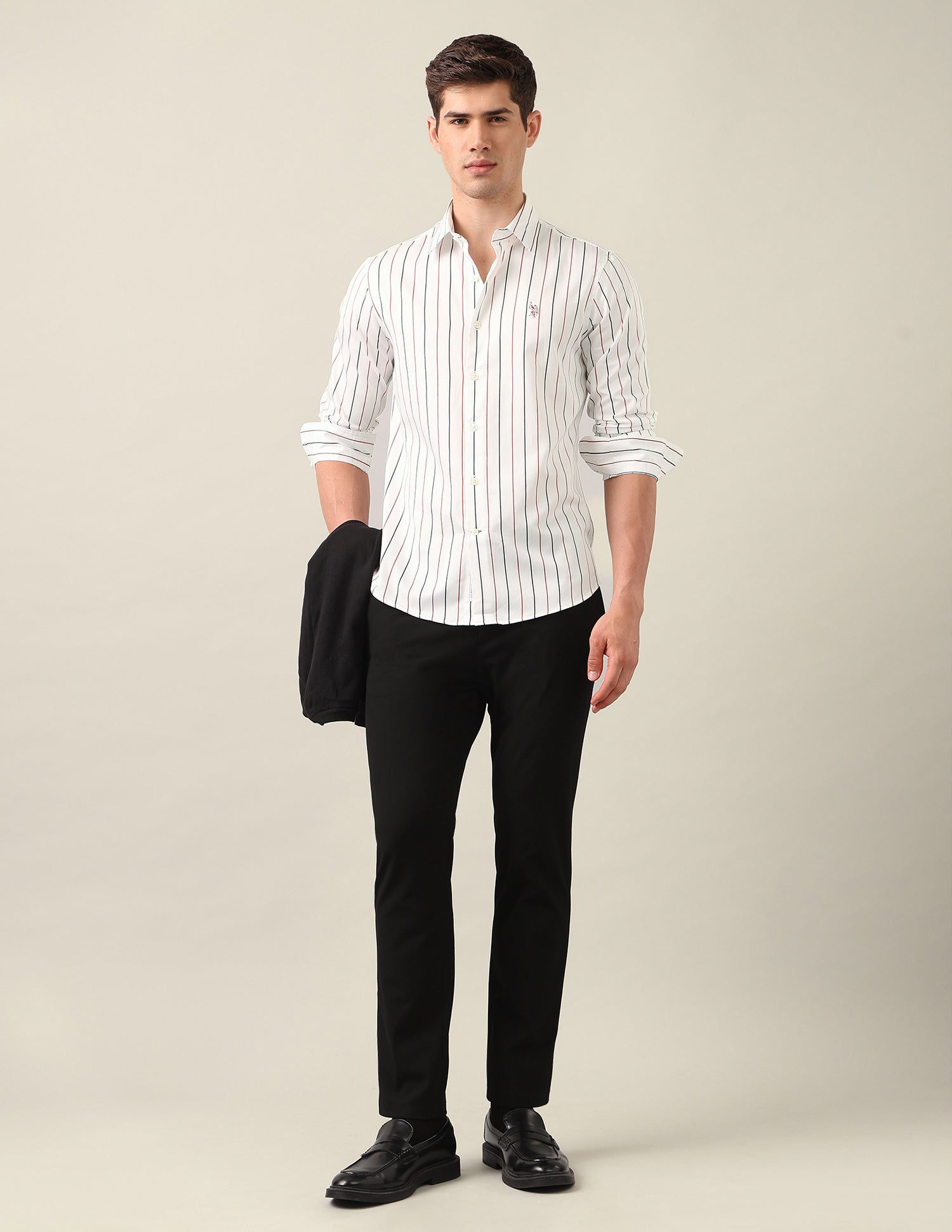 Vertical Striped Satin Shirt White - U.S. Polo Assn. India | Large