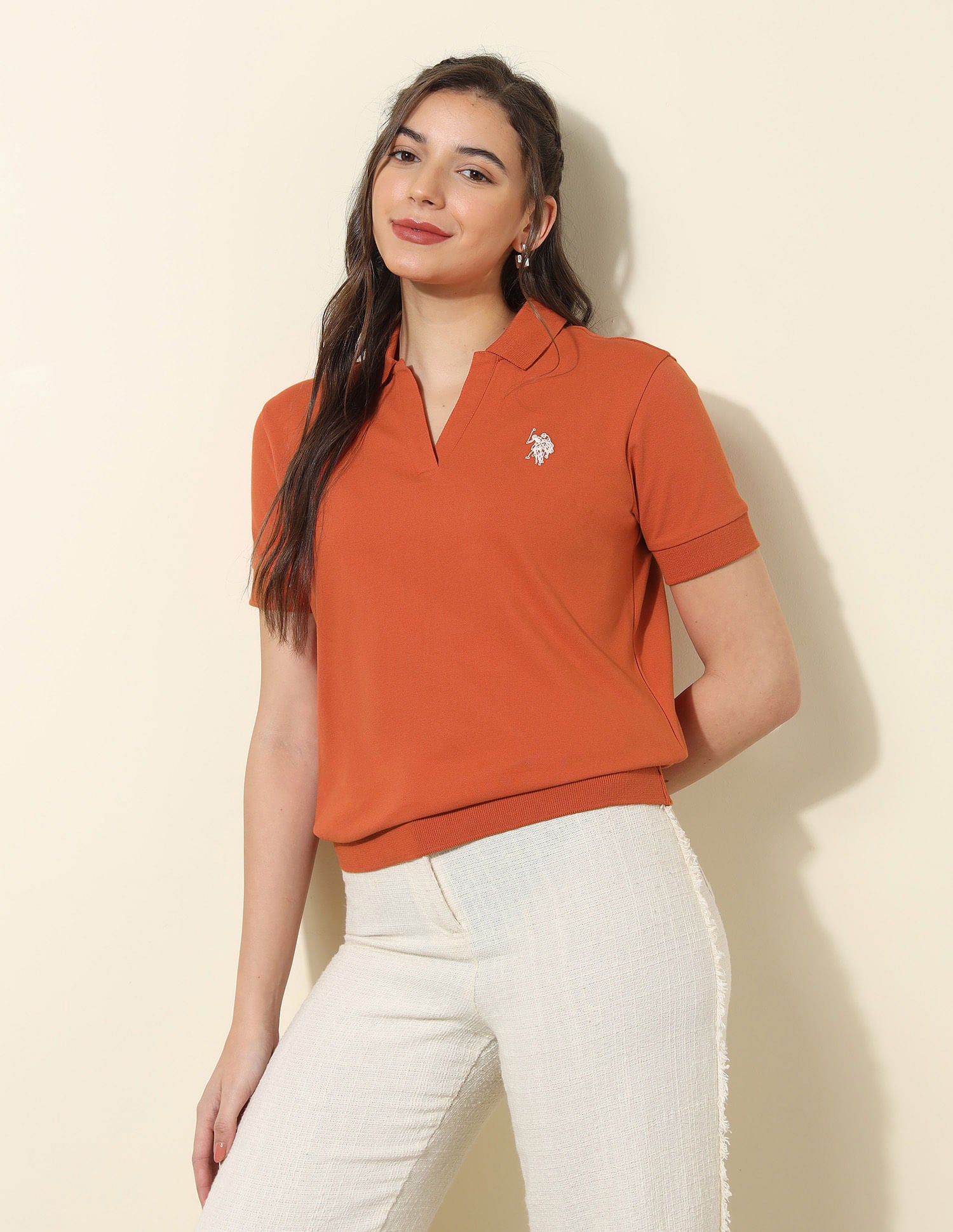 Relaxed Fit Solid Polo Shirt Brown - U.S. POLO ASSN. | Large