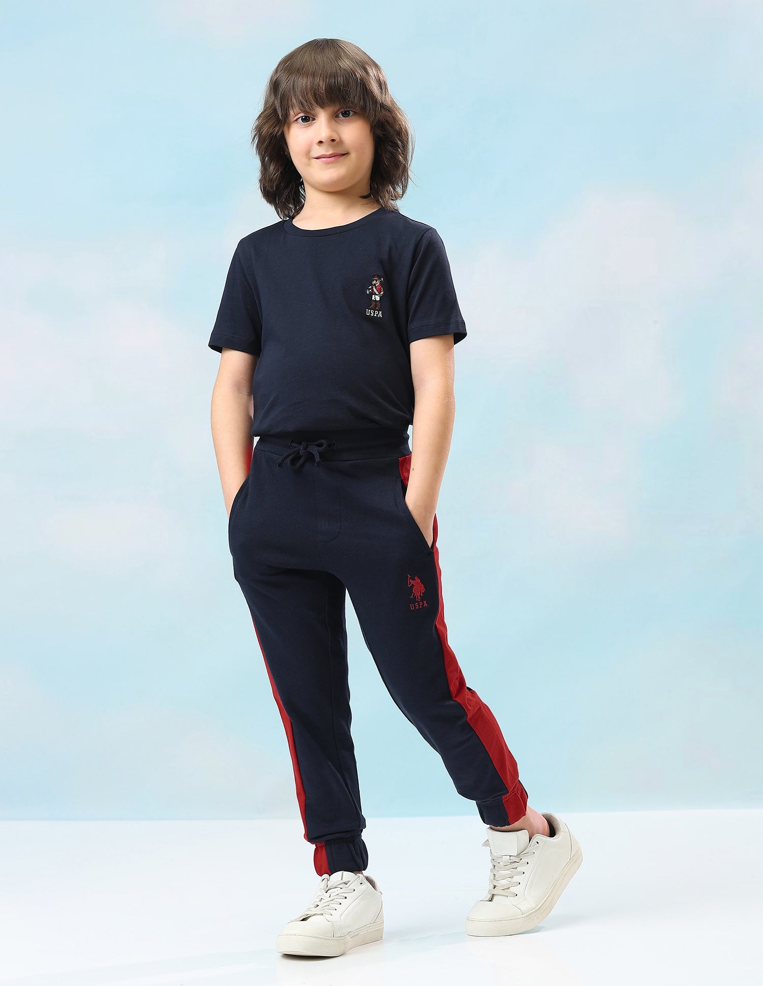 Solid Mid Rise Joggers Navy - U.S. Polo Assn. India | Large