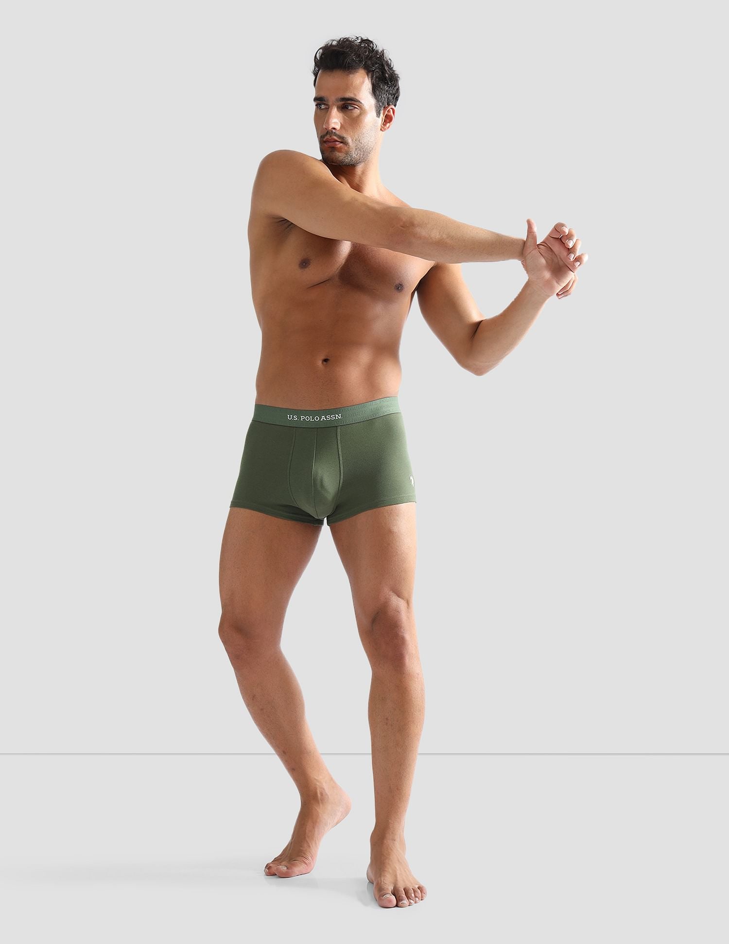 Anti Microbial Solid ET006 Trunks - Pack of 1 Olive - U.S. POLO ASSN. | Large