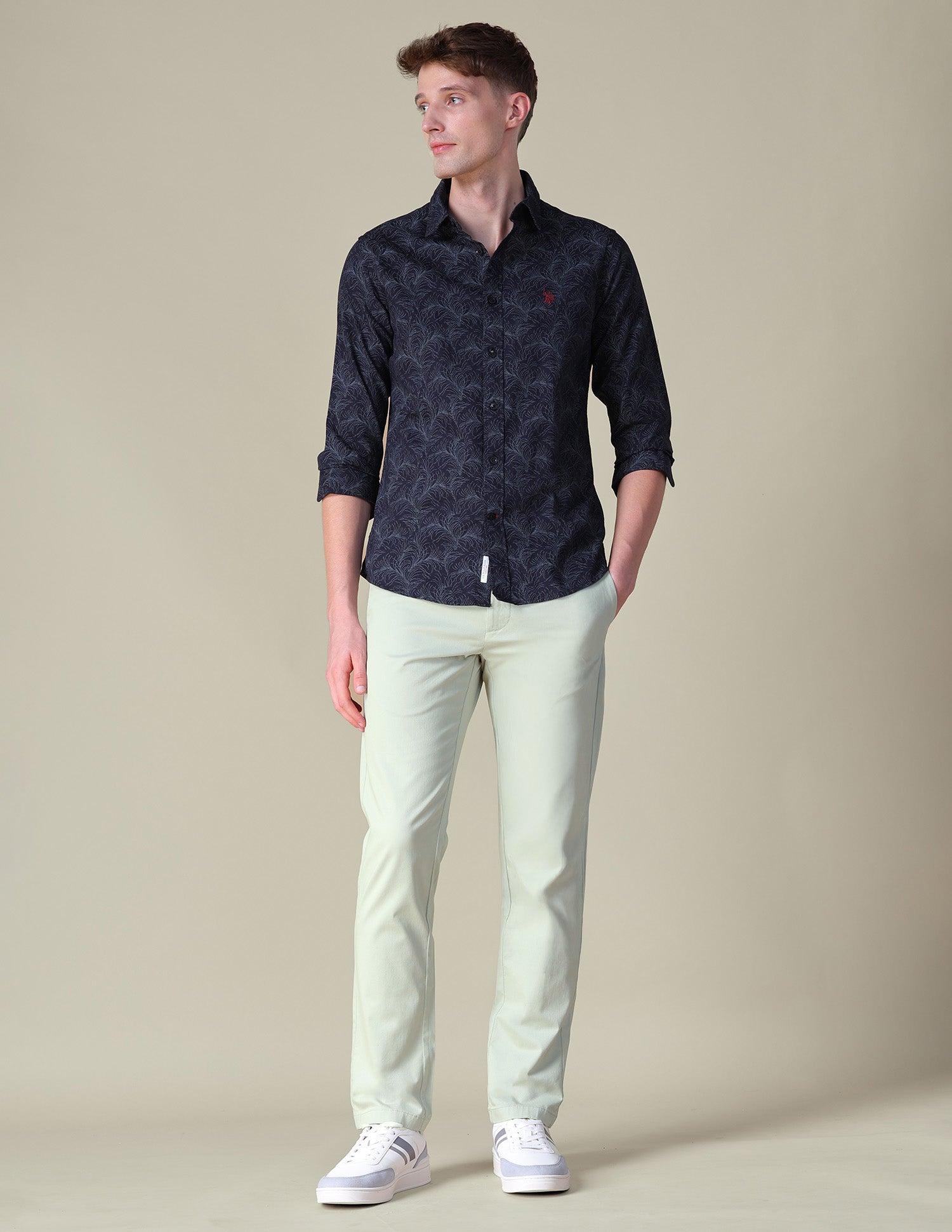 Denver Slim Fit Twill Trousers Light Pista Green - U.S. POLO ASSN. | Large