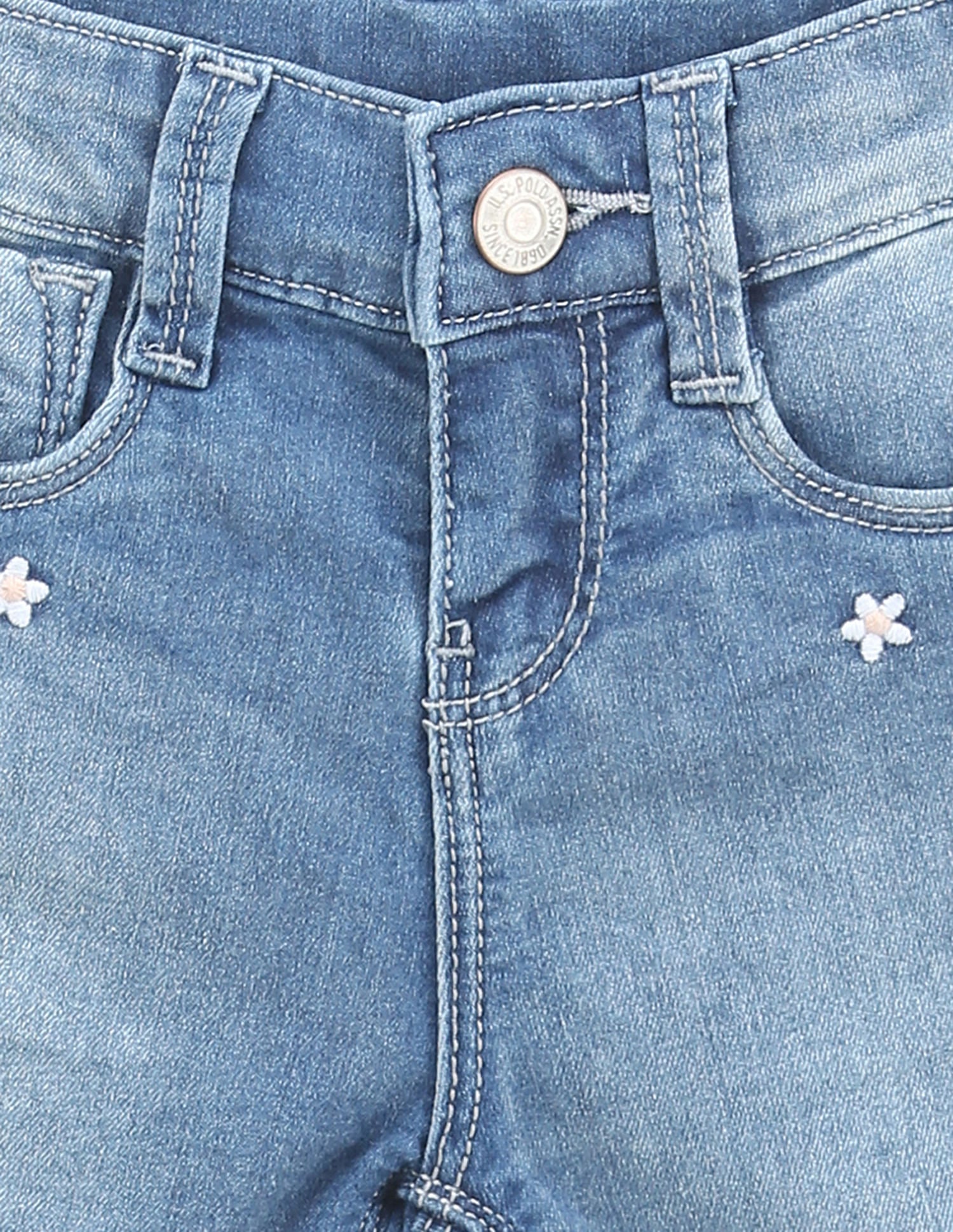 Girls Embroidered Daisy Shorts Blue - U.S. POLO ASSN. | Large