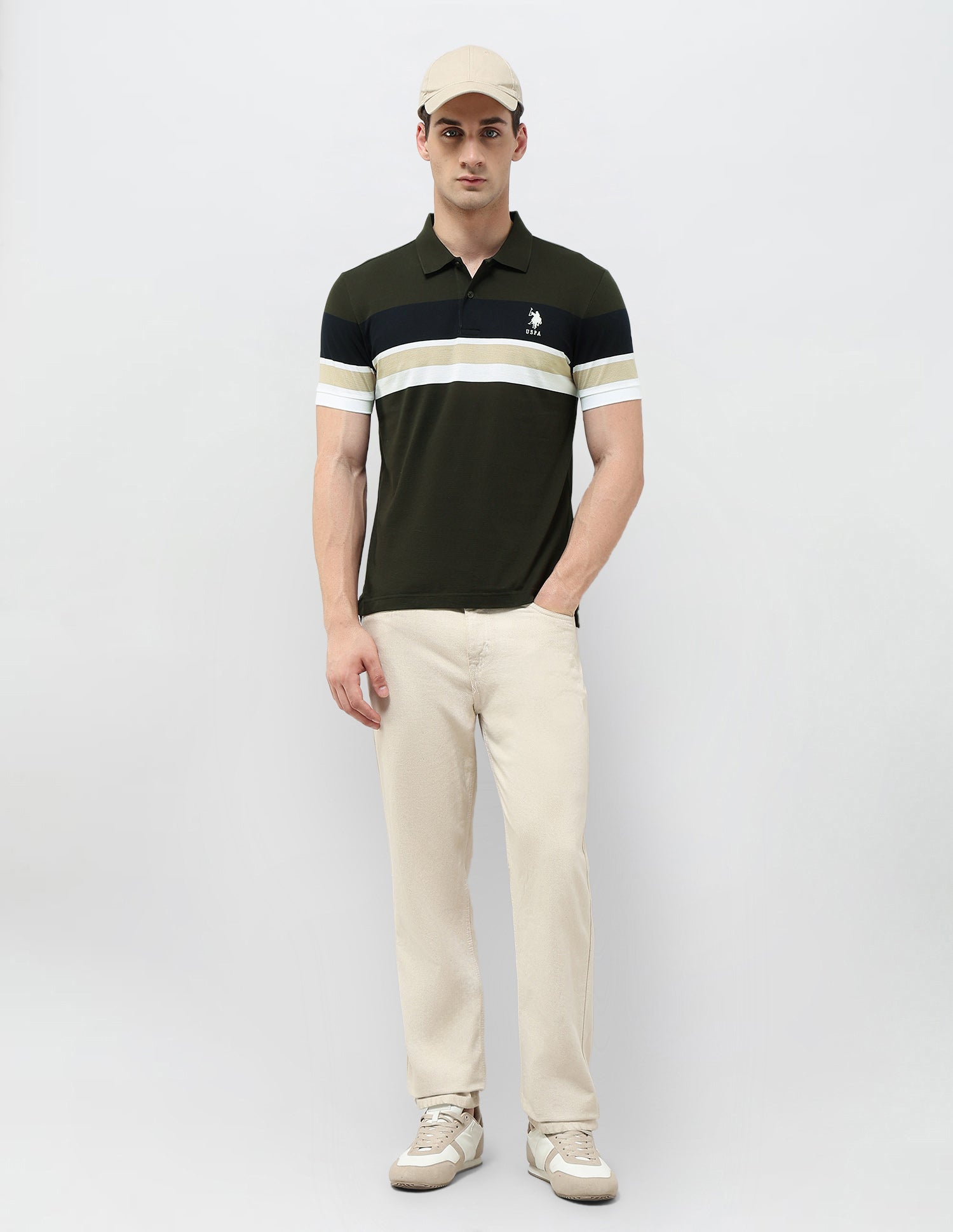 Colourblocked Slim Fit Polo Shirt Olive - U.S. POLO ASSN. | Large