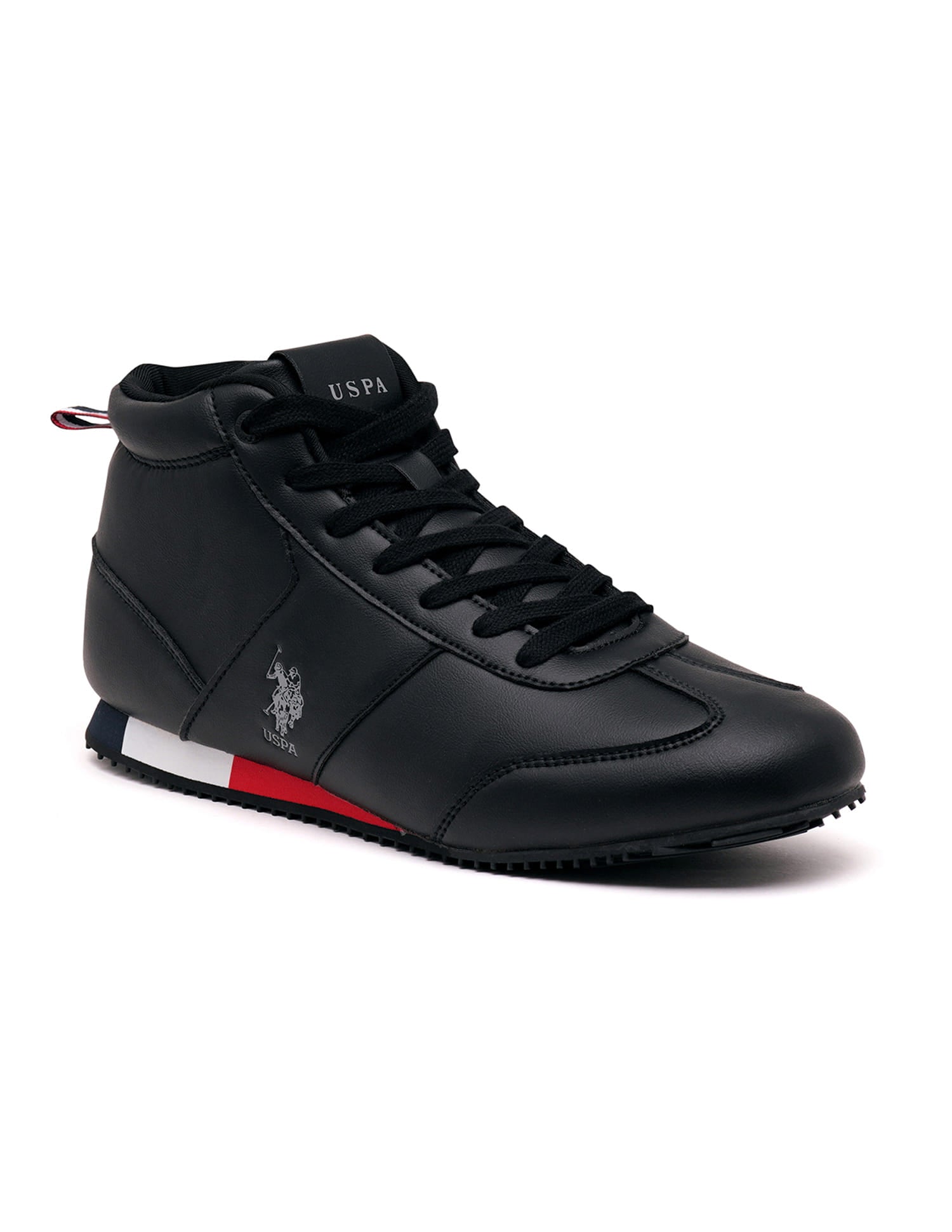 Men Rentso Black Retro Mid Top  Sneakers Black - U.S. Polo Assn. India | Large