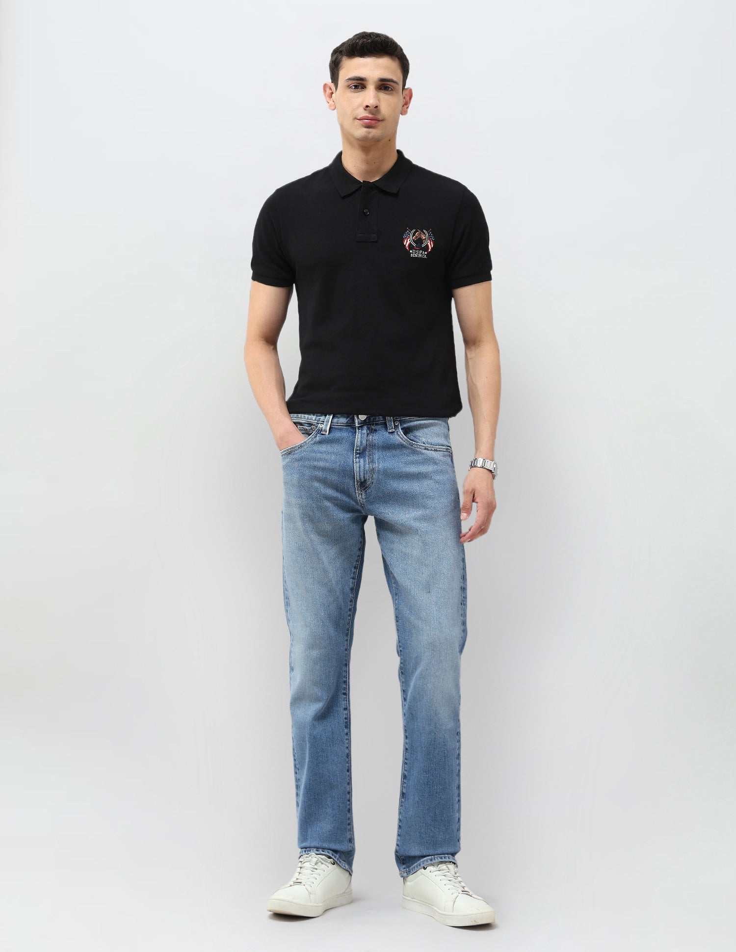 Harold Slim Straight Fit Blue Jeans Blue - U.S. POLO ASSN. | Large