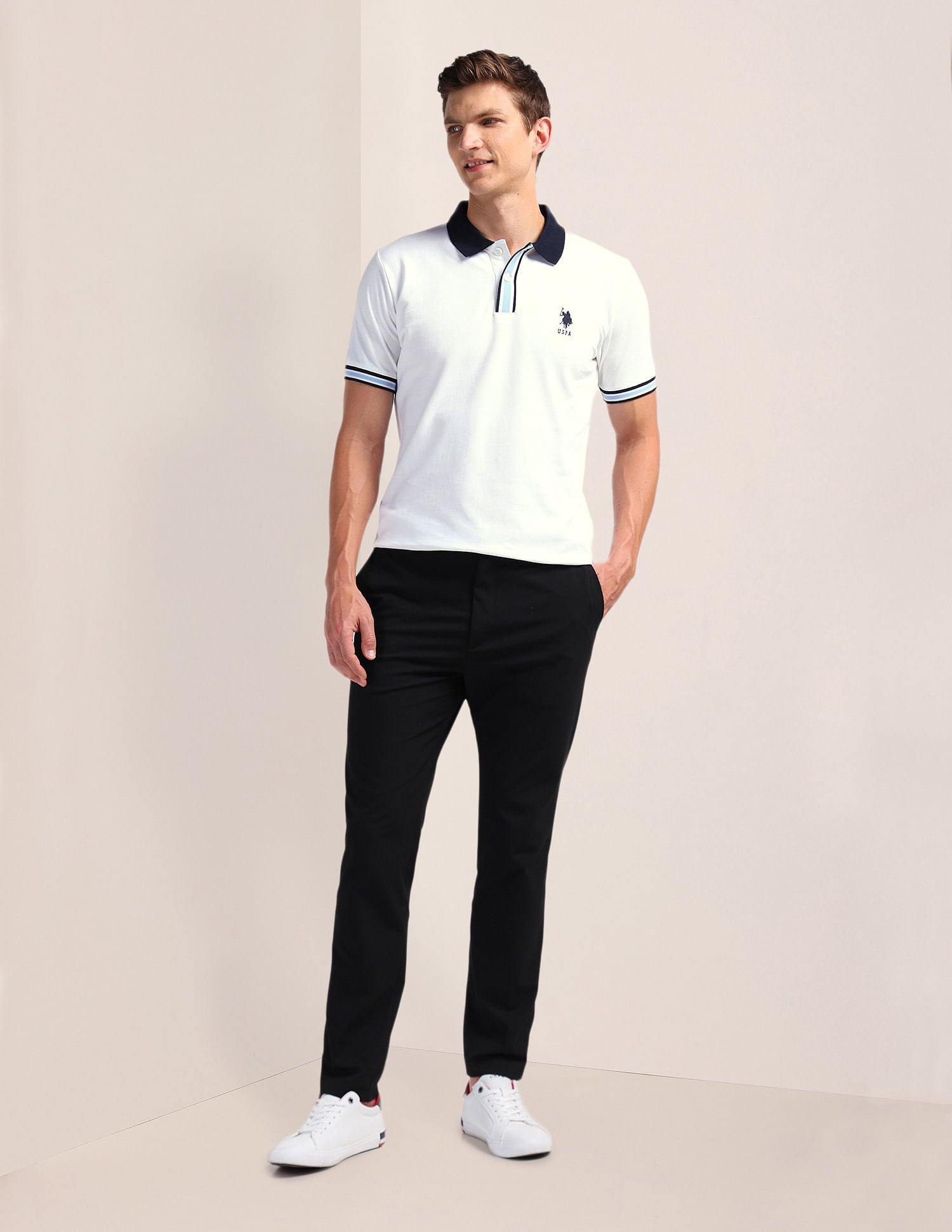 Solid Slim Fit Polo Shirt White - U.S. POLO ASSN. | Large