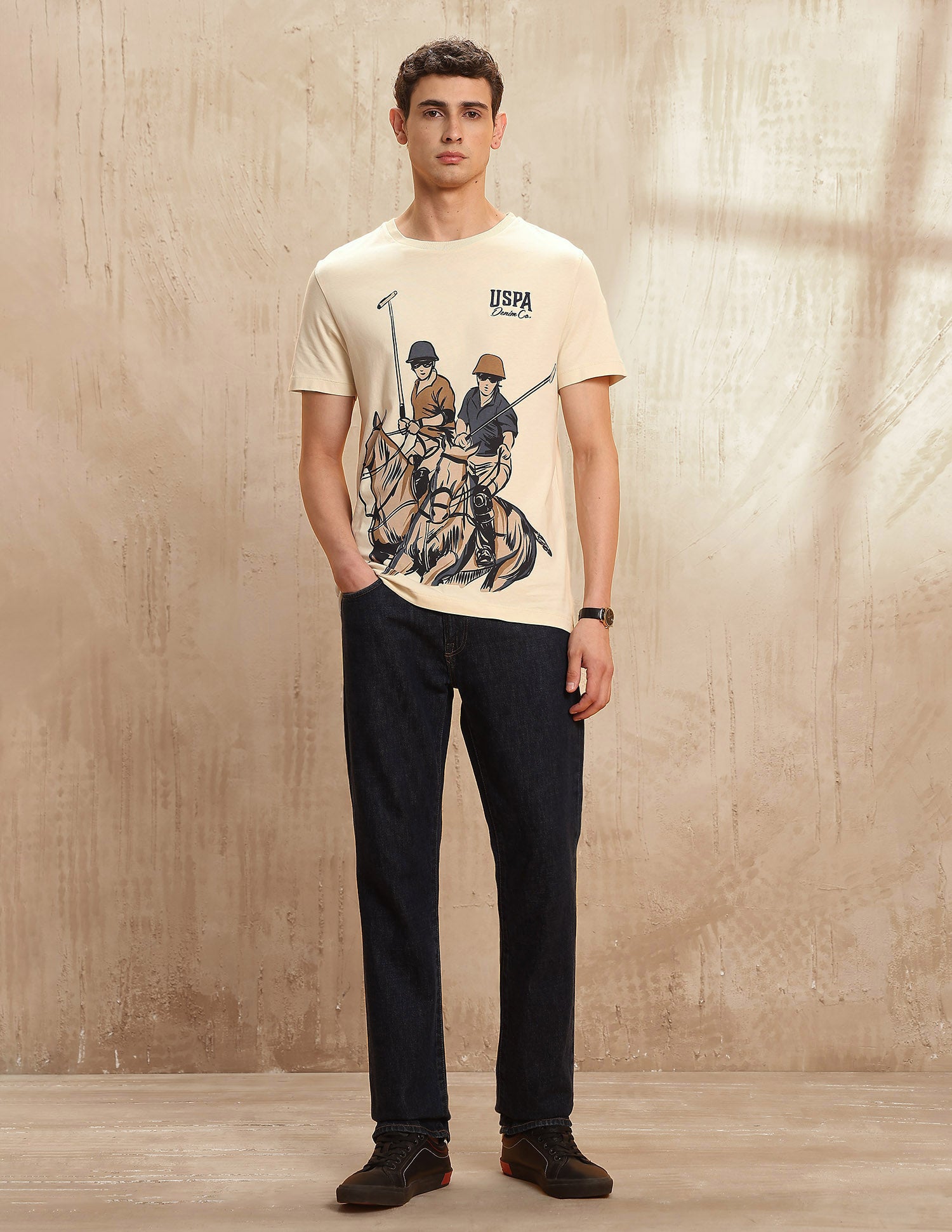 Graphic Printed Legend Of Horseshoe T-Shirt Ivory - U.S. POLO ASSN. | Large