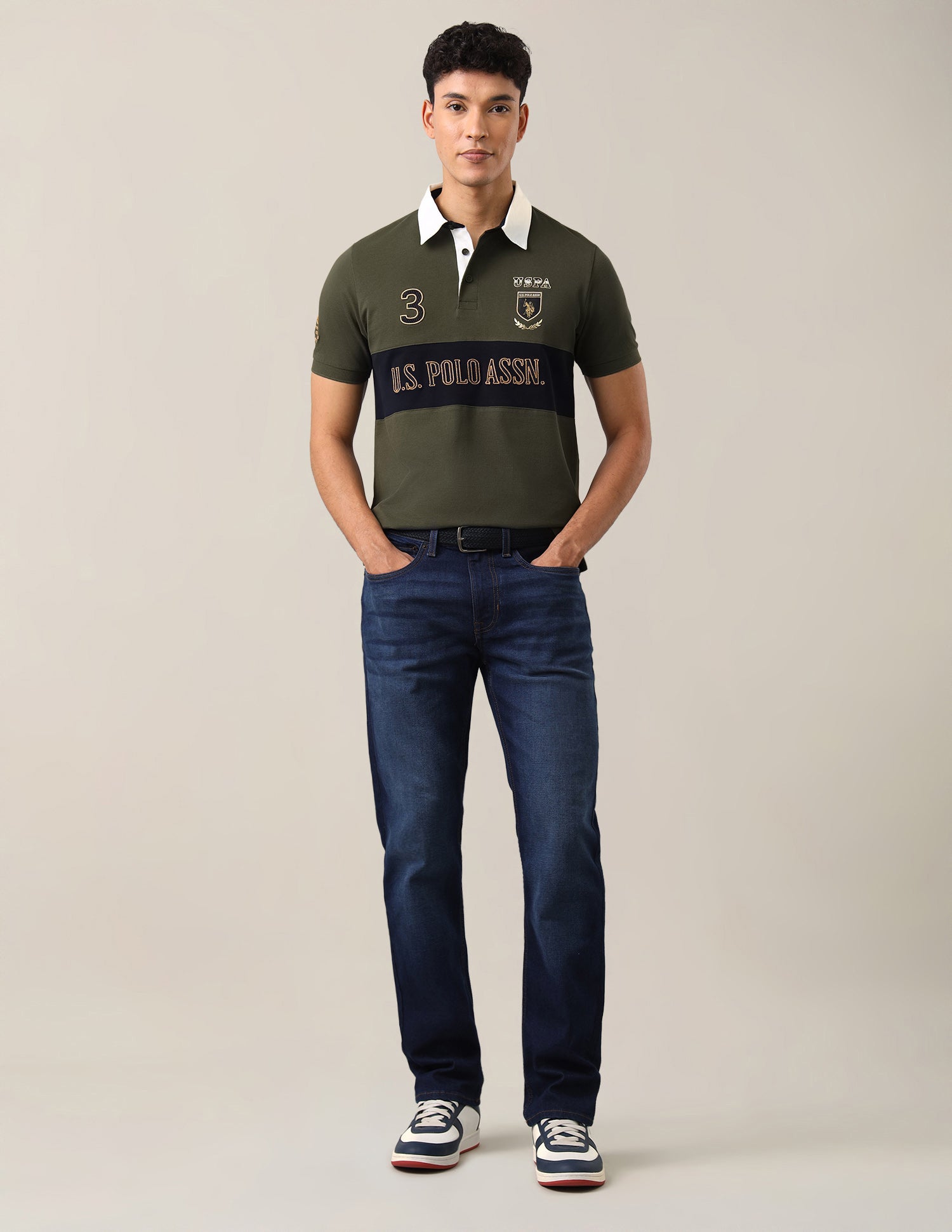 Brand Embroidered Slim Fit Polo Shirt Olive - U.S. Polo Assn. India | Large