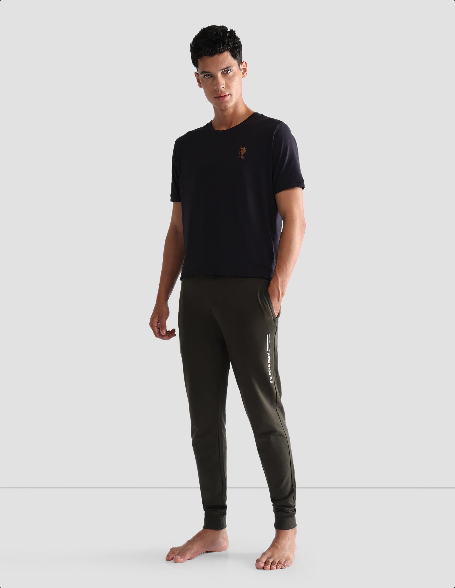 Solid Comfort Fit OEE10 Lounge T-Shirt - Pack Of 1 Black - U.S. POLO ASSN. | Large