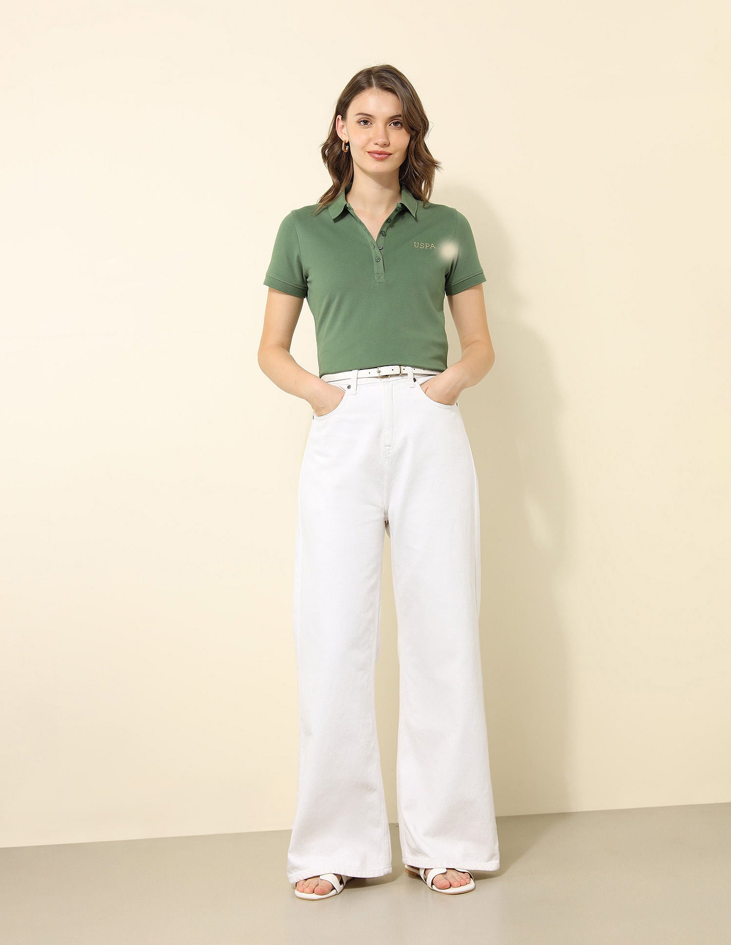 Regular Fit Solid Polo Shirt Light Olive - U.S. POLO ASSN. | Large