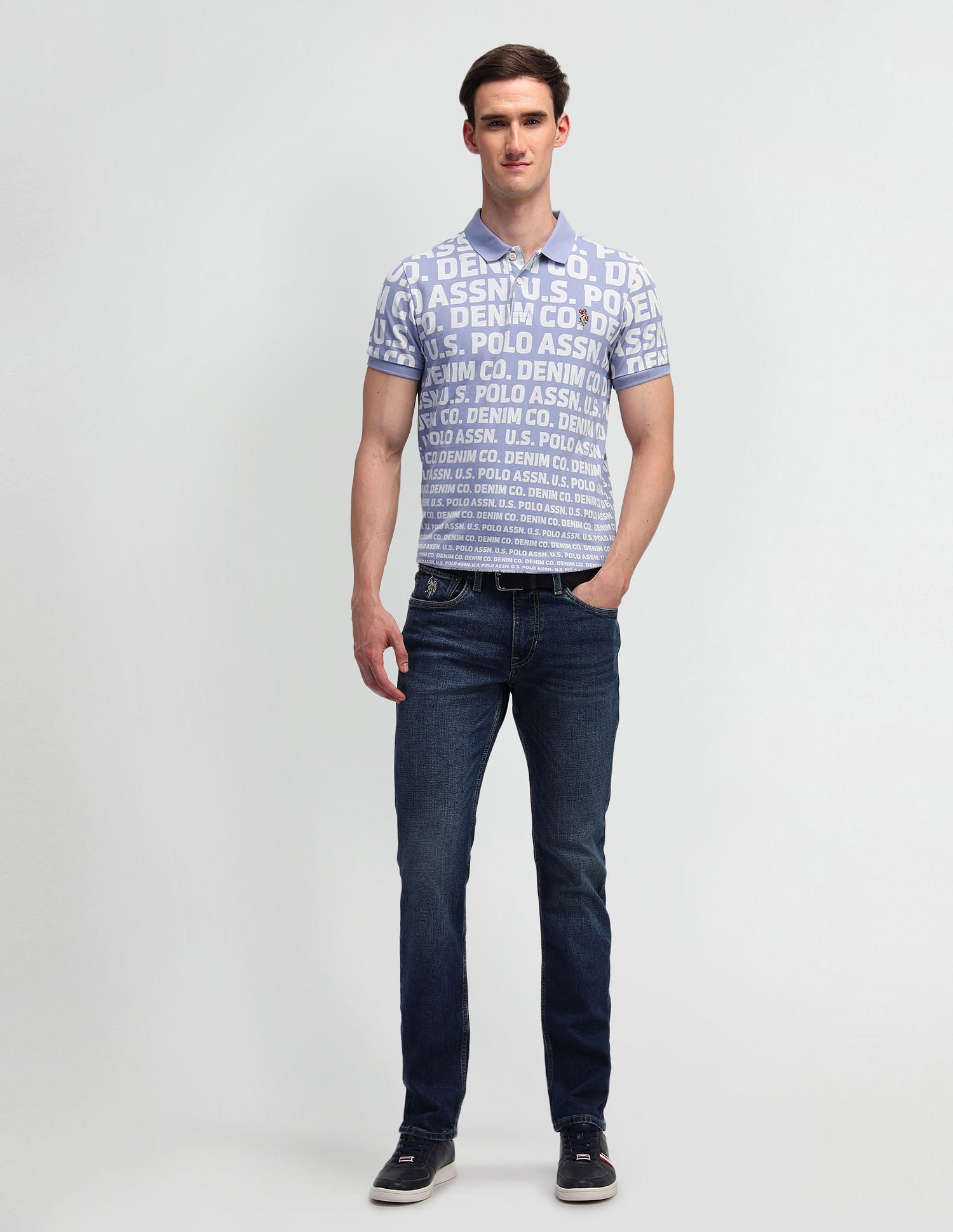 Printed Muscle Fit Polo Shirt Blue - U.S. Polo Assn. India | Large
