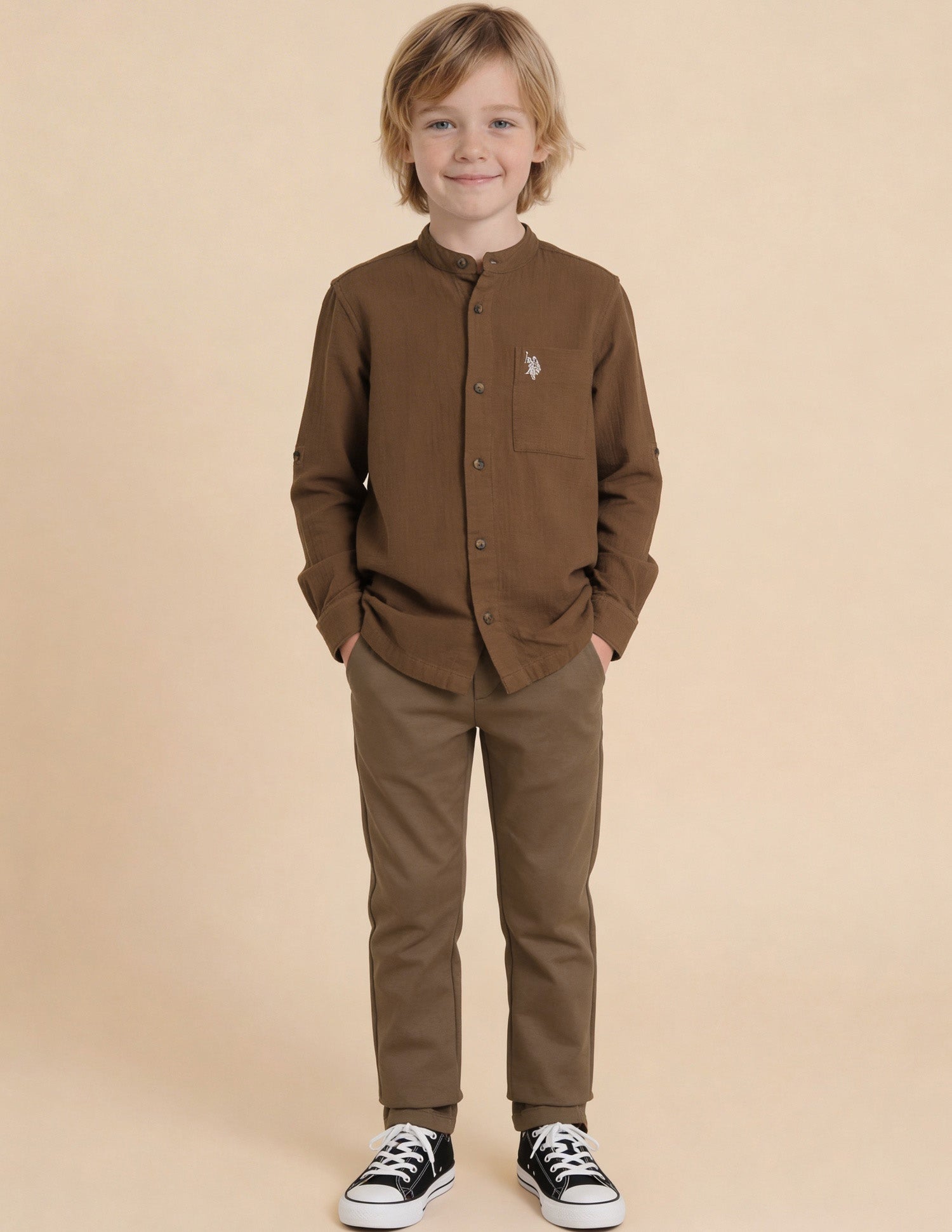 Solid Regular Fit Shirt Brown - U.S. Polo Assn. India | Large