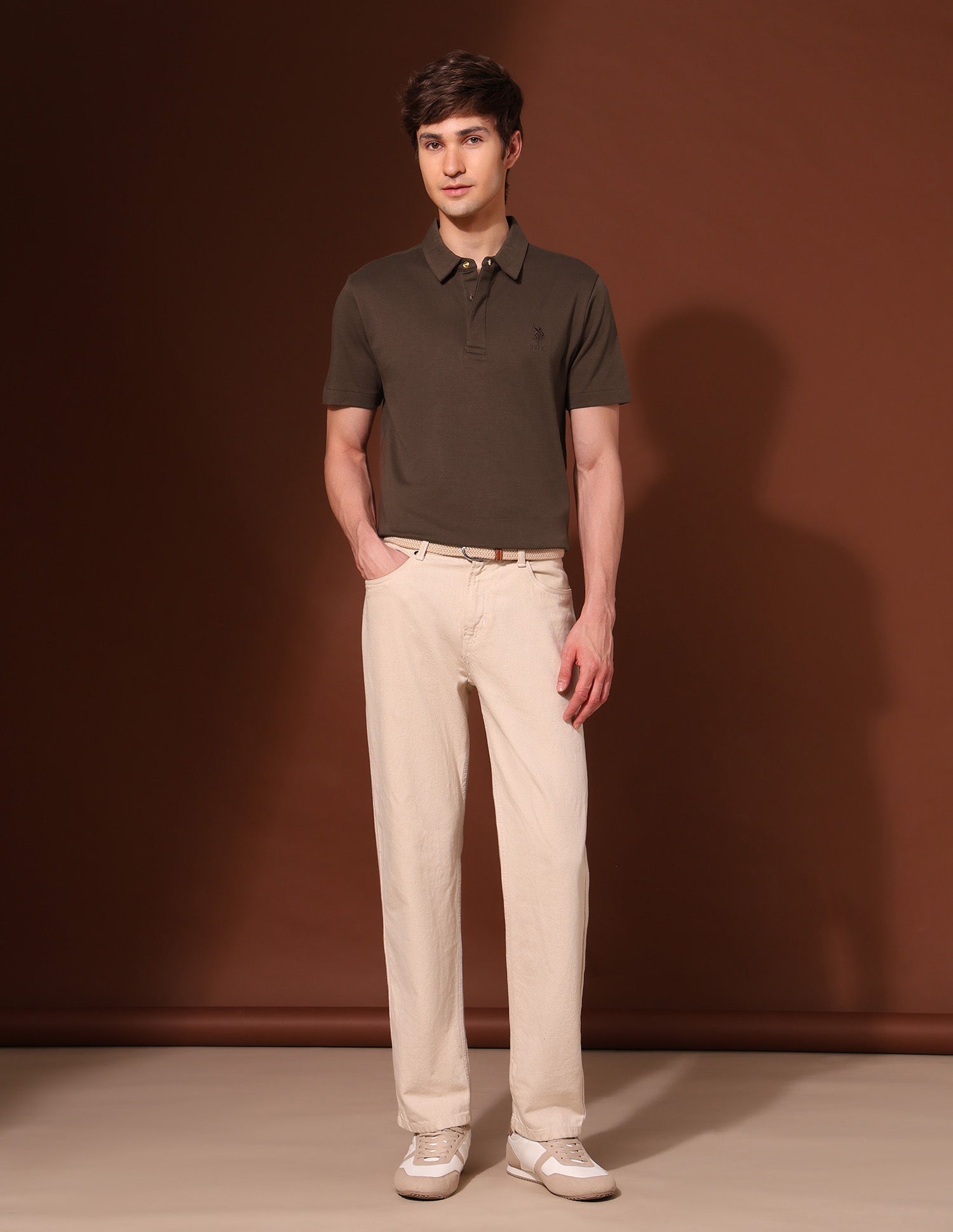 Pure Cotton Work And Wander Polo Shirt Brown - U.S. Polo Assn. India | Large