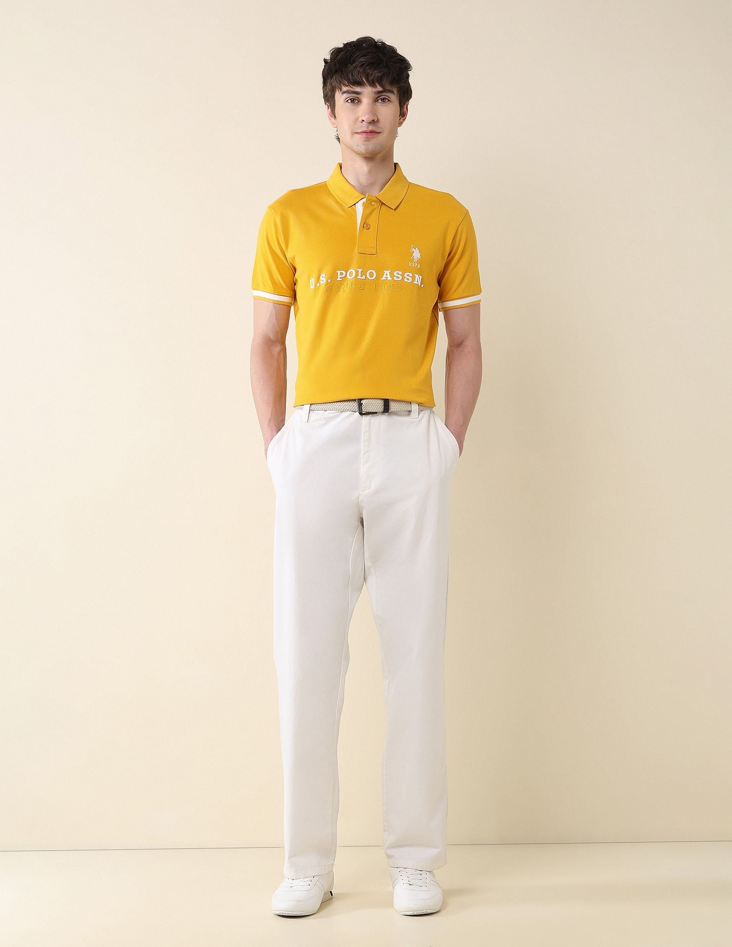 Slim Fit Brand Embroidered Polo Shirt Dark Yellow - U.S. POLO ASSN. | Large