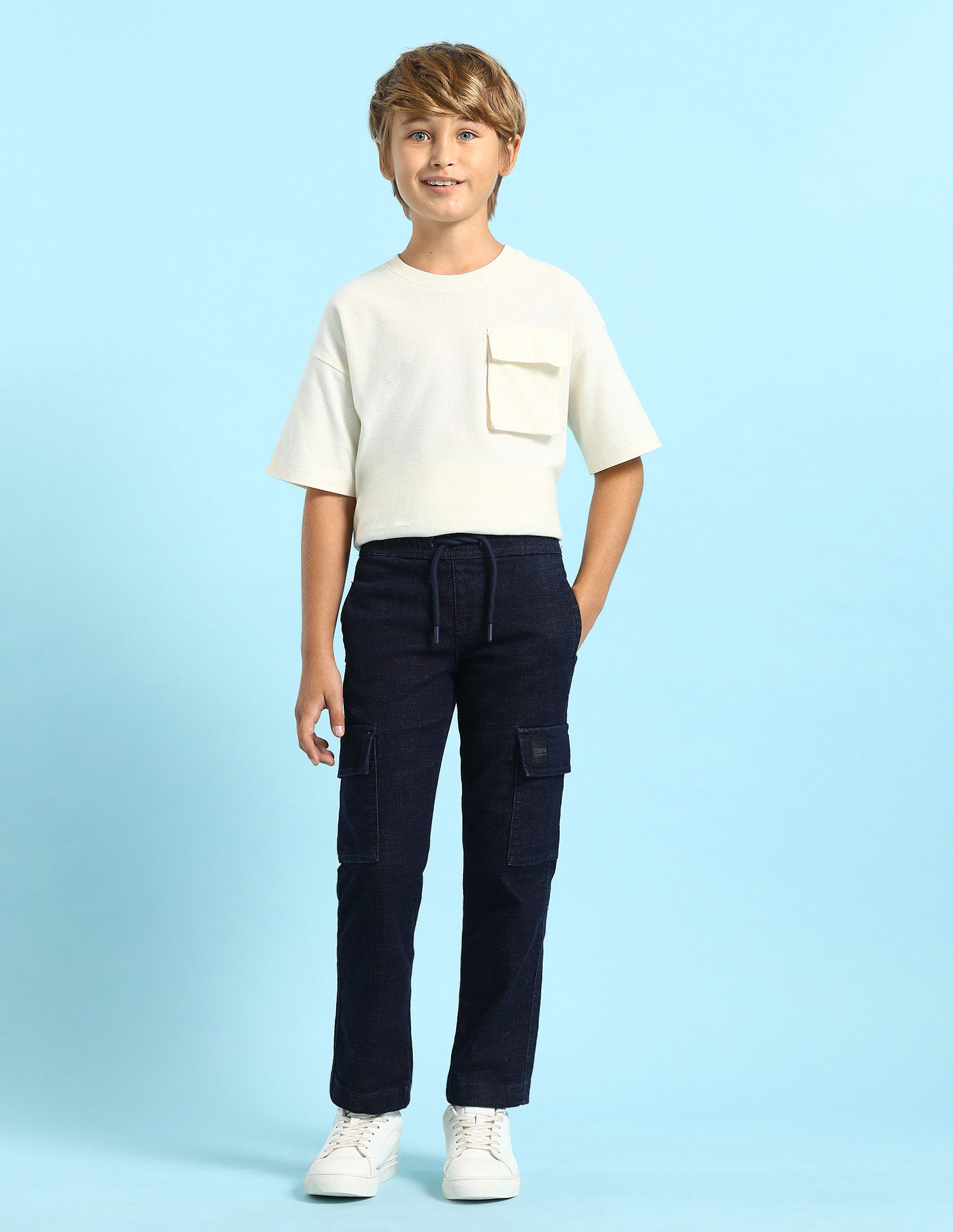 Boys Regular Fit Cargo Jeans Dark Wash - U.S. POLO ASSN. | Large