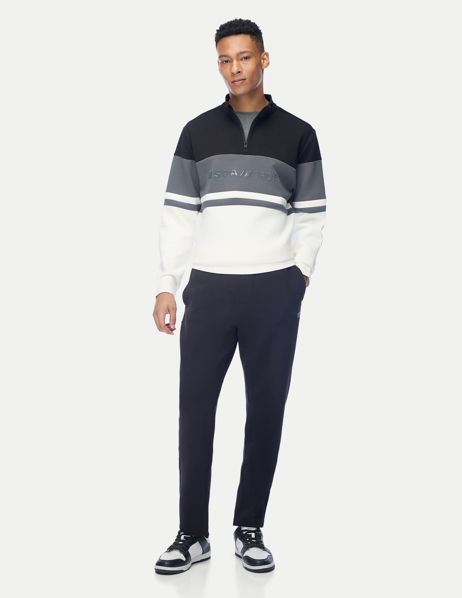Brand Embossed Slim Fit Active Sweatshirt Black - U.S. Polo Assn. India | Large