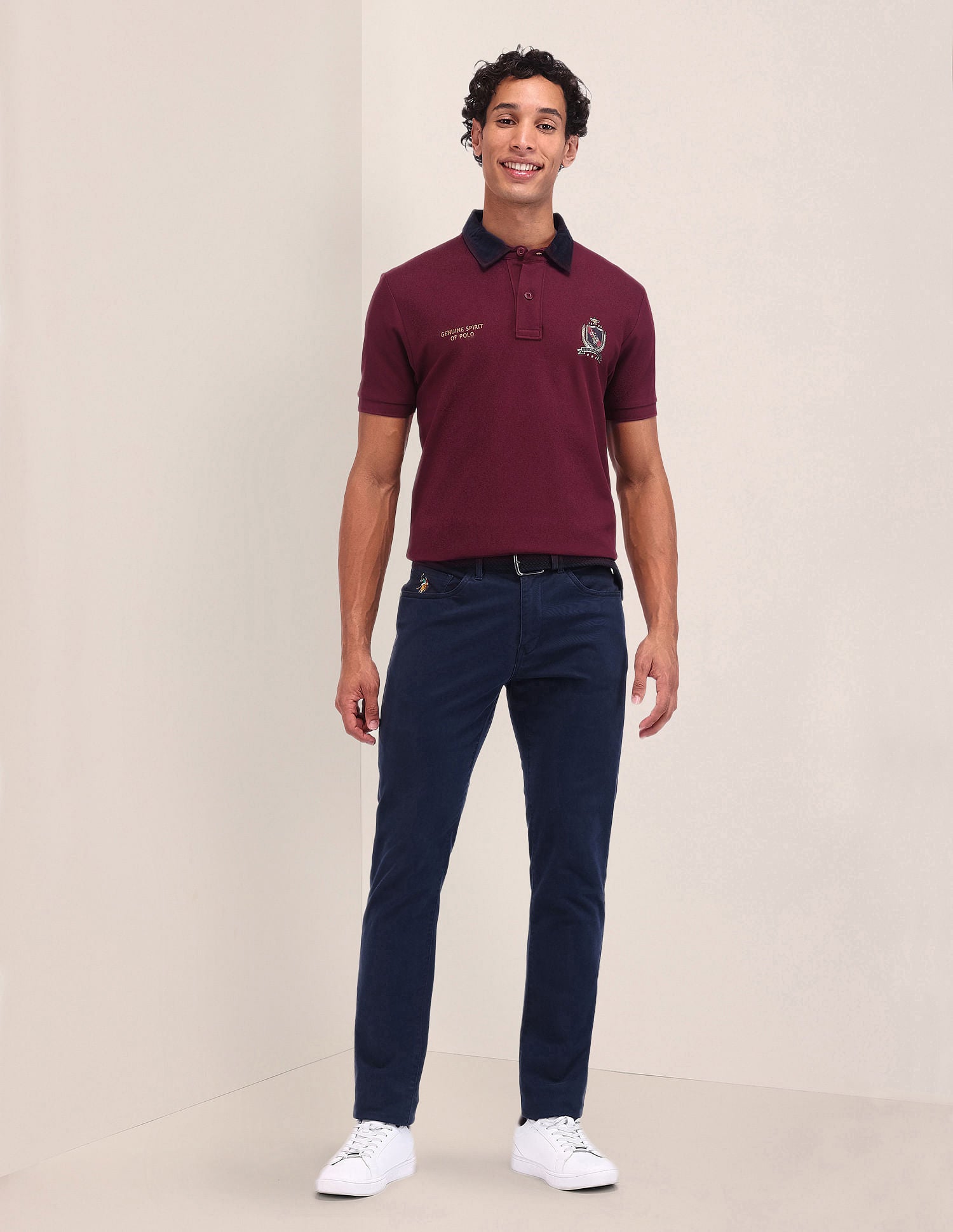 Slim Fit Solid Polo Shirt Maroon - U.S. Polo Assn. India | Large