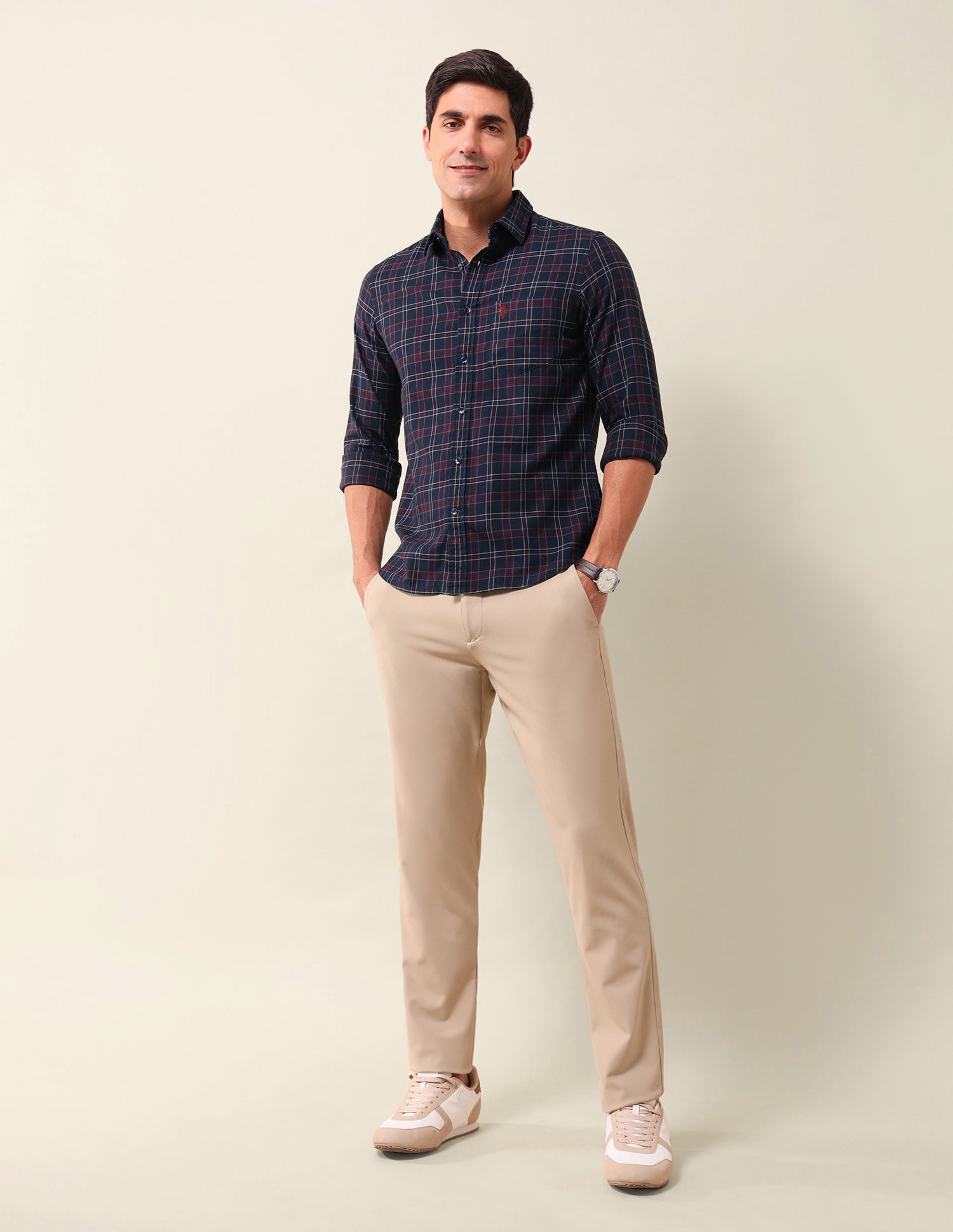 Grid Tattersall Checked Regular Shirt Navy - U.S. POLO ASSN. | Large