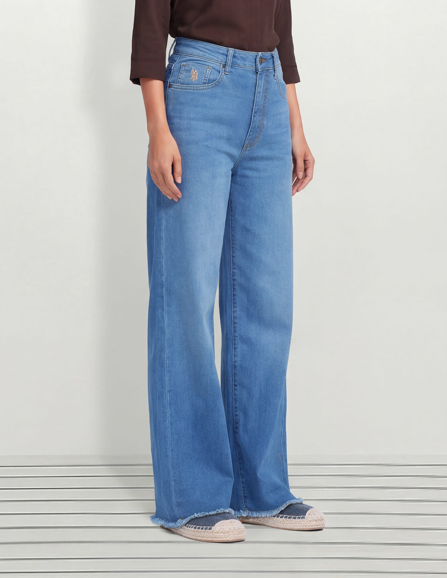 High Rise Wide Leg Fit Jeans Blue - U.S. Polo Assn. India | Large