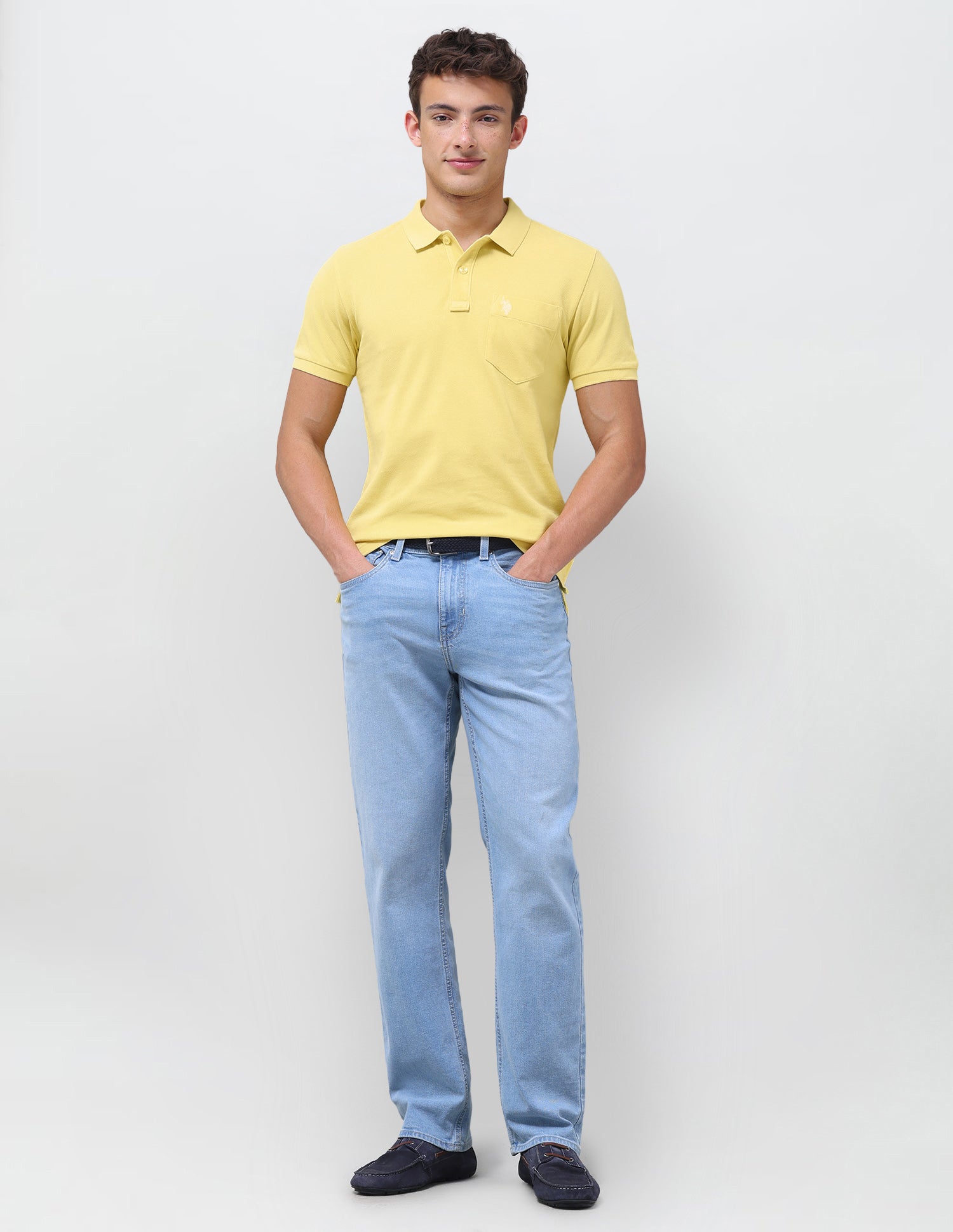 Solid Slim Fit Polo Shirt Yellow - U.S. Polo Assn. India | Large