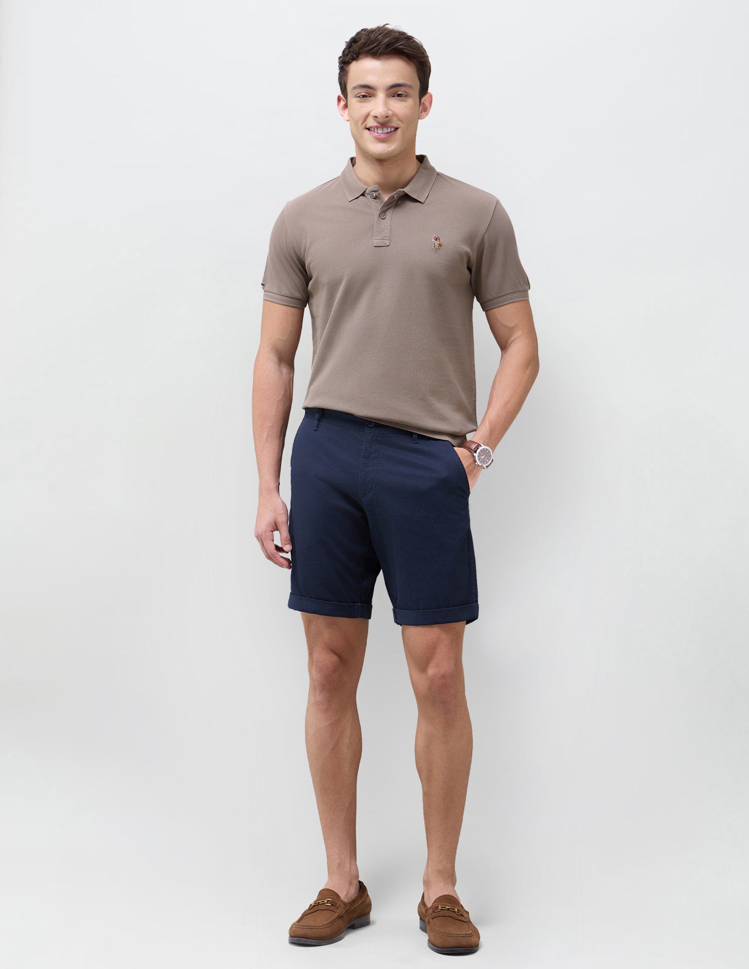 Solid Slim Fit Polo Shirt Brown - U.S. Polo Assn. India | Large