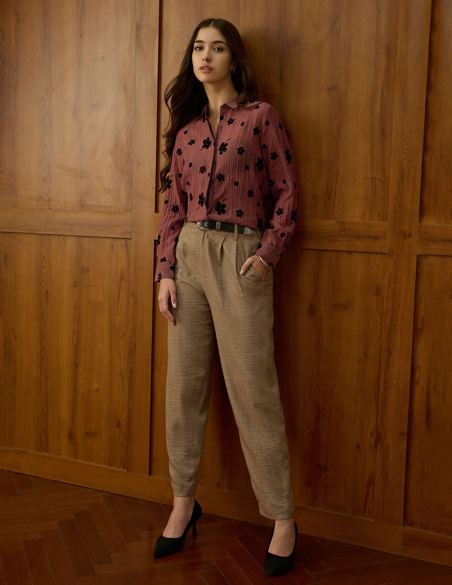 Floral Flock Regular Fit Shirt Bronze - U.S. POLO ASSN. | Large