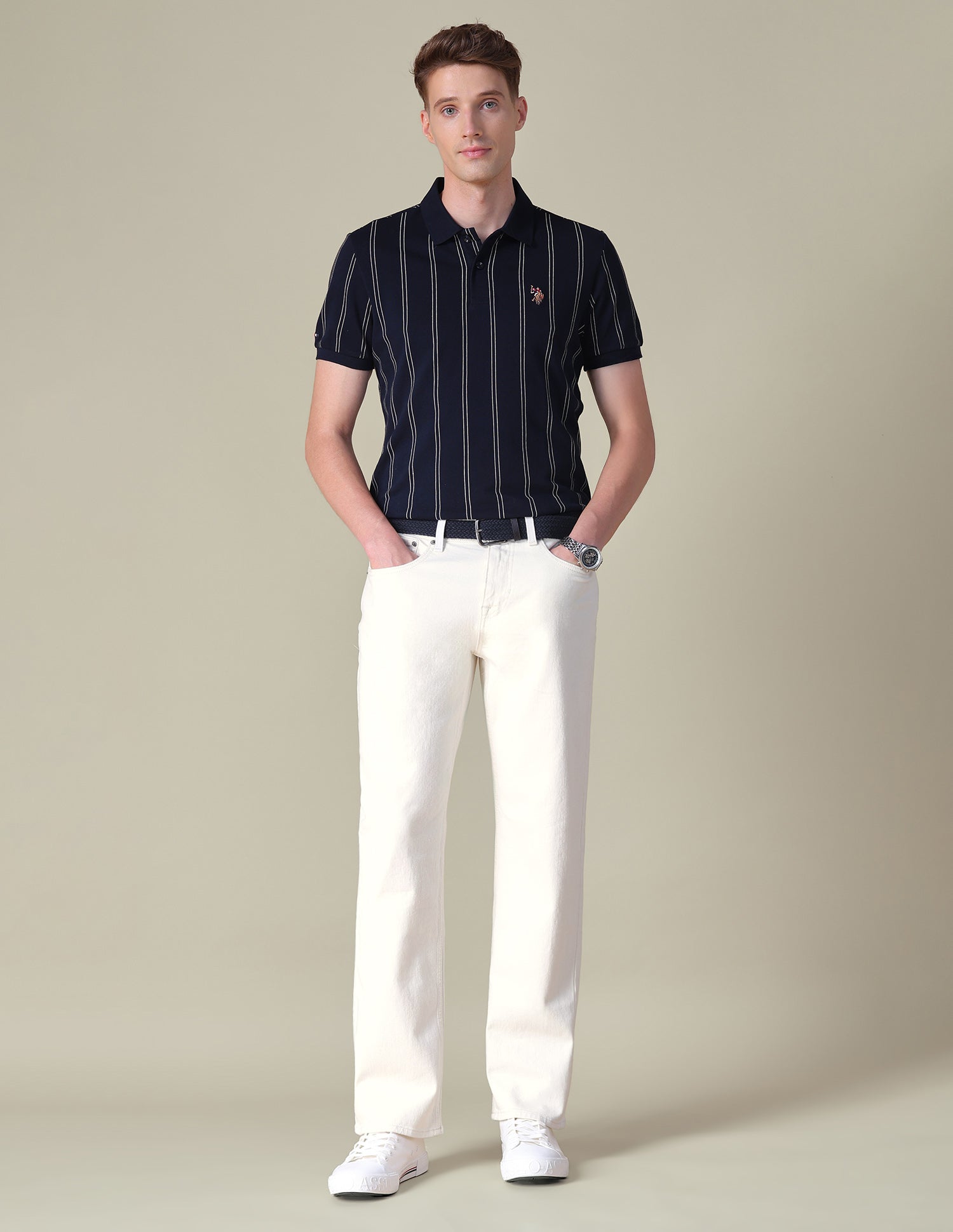 Shawn Relaxed Fit Beige Jeans Beige - U.S. POLO ASSN. | Large