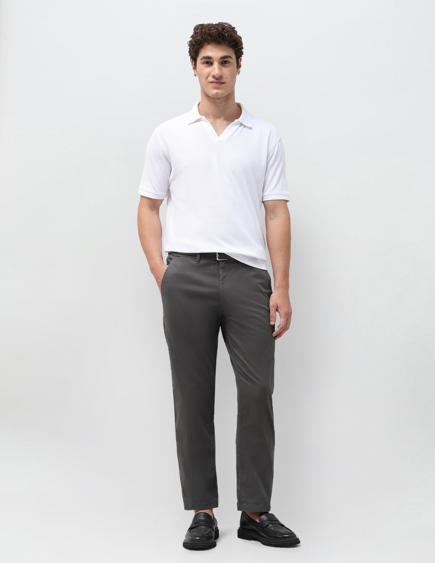 Straight Fit Satin Trousers Dark Grey - U.S. Polo Assn. India | Large