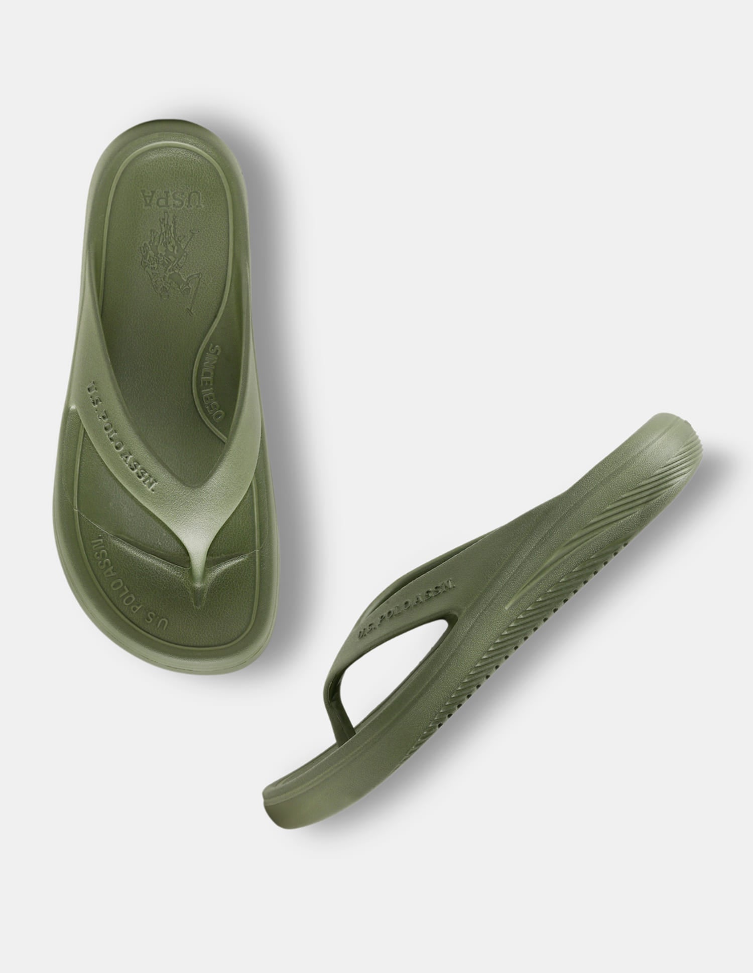 Men Cole V-Strap Flip Flops Olive - U.S. Polo Assn. India | Large