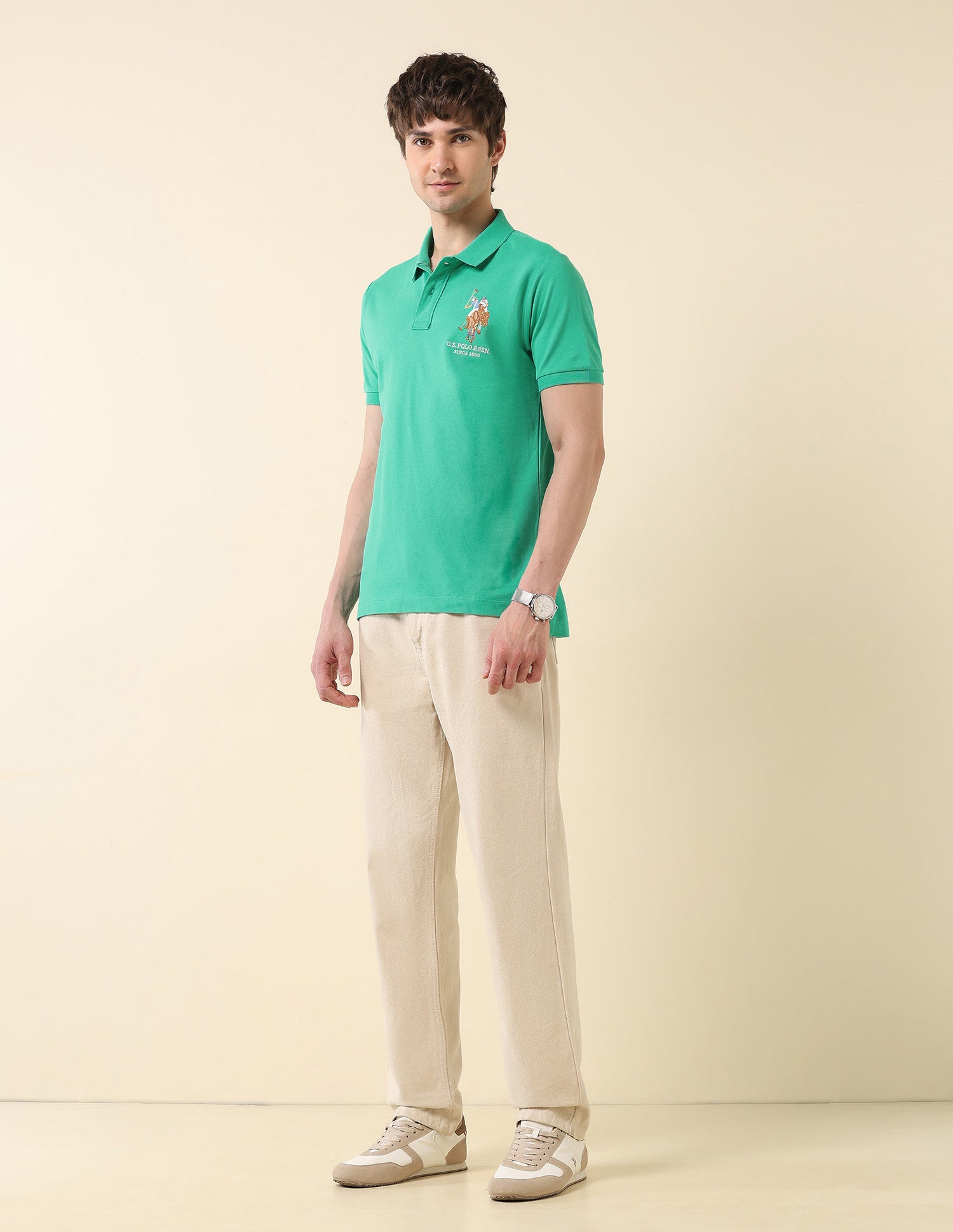 Slim Fit Summer Splash Polo Shirt Green - U.S. Polo Assn. India | Large