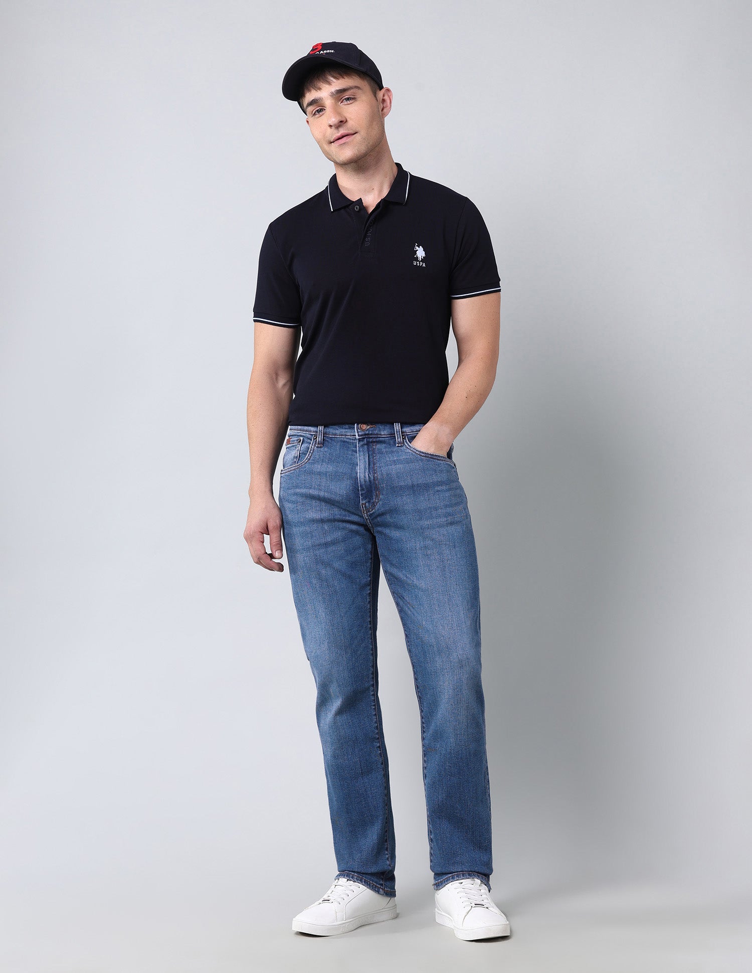 Mid Rise Harold Slim Straight Fit Jeans Blue - U.S. POLO ASSN. | Large