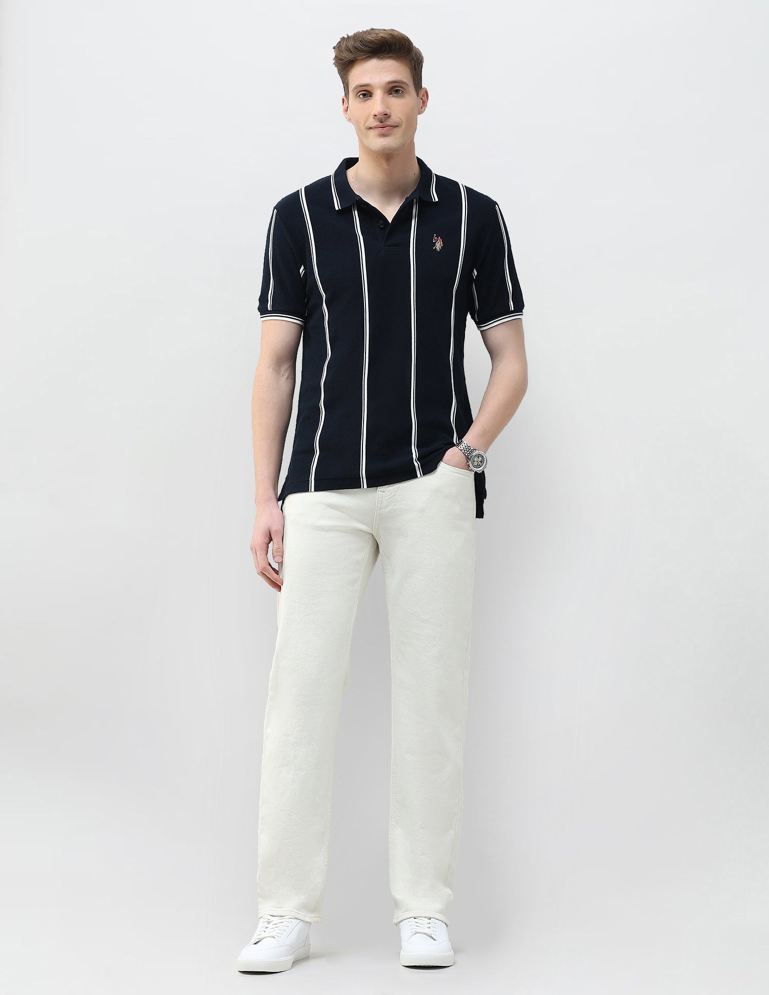 Motel On The Coast Muscle Fit Polo Shirt Navy - U.S. Polo Assn. India | Large