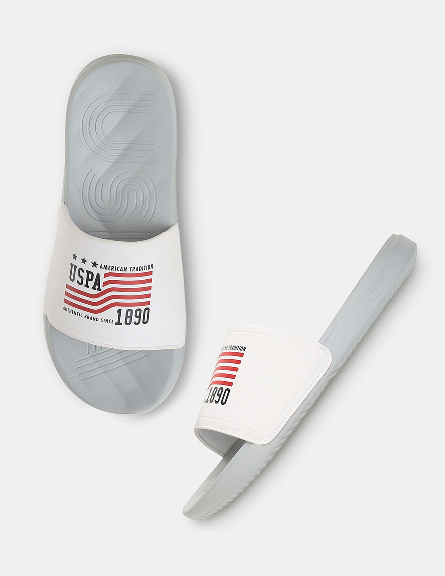 Men Eva Axer Slippers Light Grey - U.S. Polo Assn. India | Large