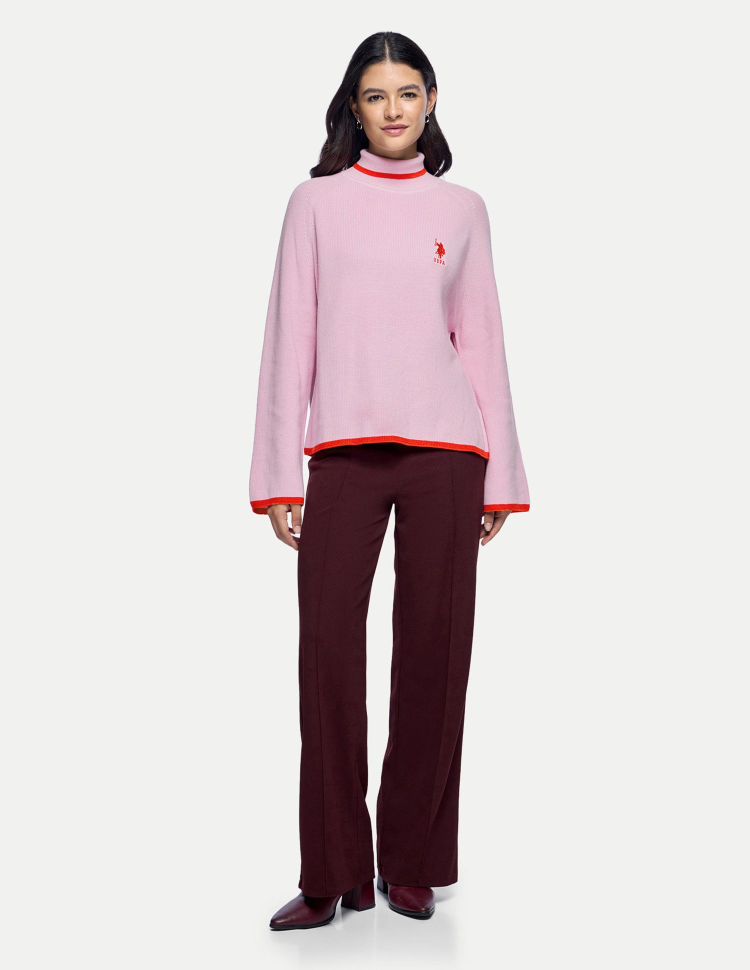 Solid Relaxed Fit Sweater Light Pink - U.S. Polo Assn. India | Large