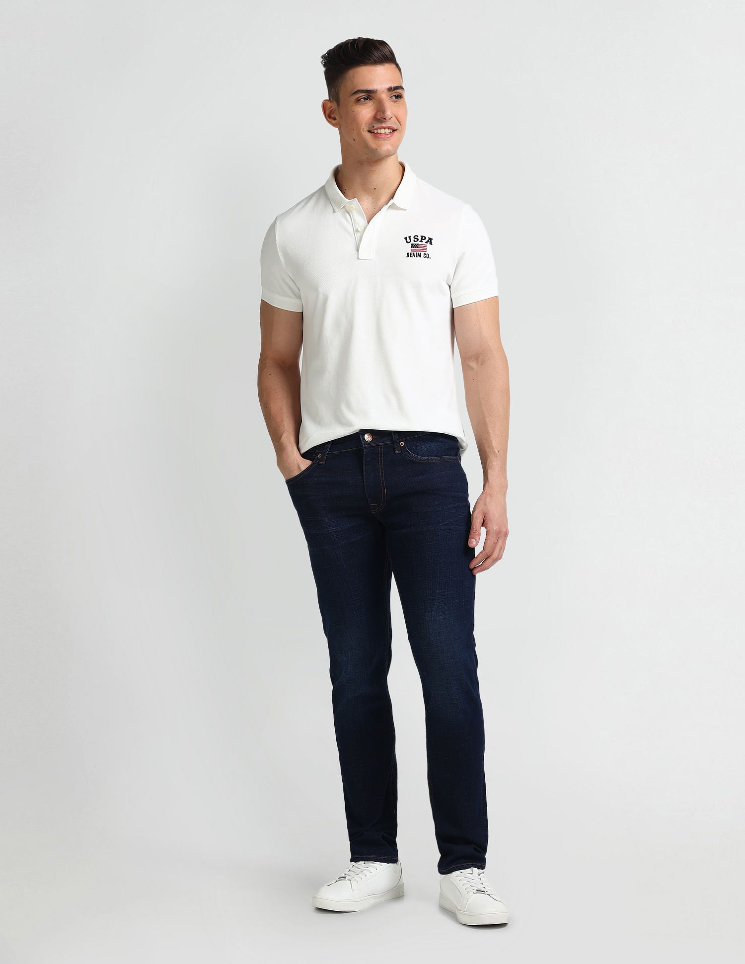 Brandon Slim Tapered Blue Jeans Blue - U.S. Polo Assn. India | Large