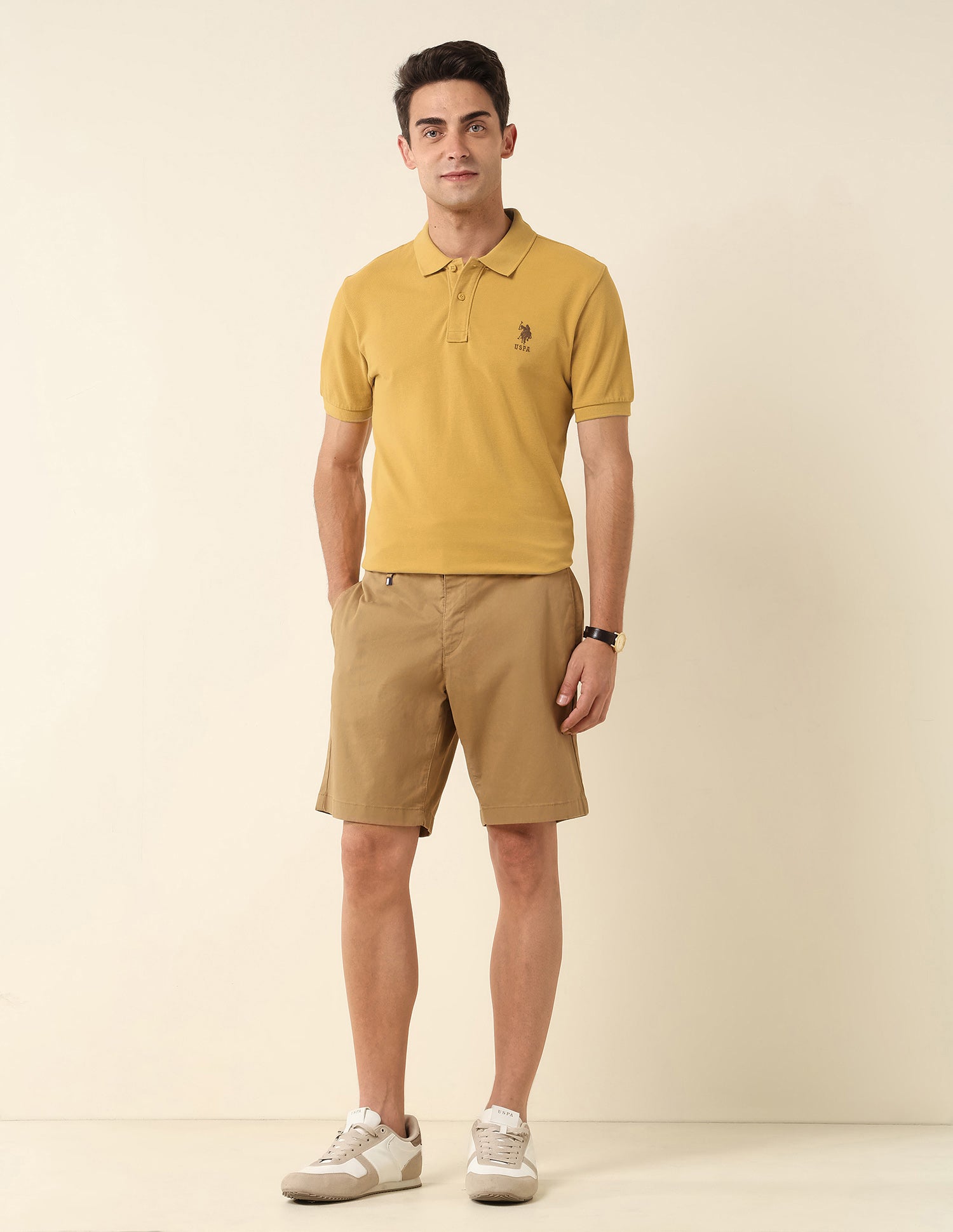 Slim Fit Pure Cotton Polo Shirt Mustard - U.S. Polo Assn. India | Large