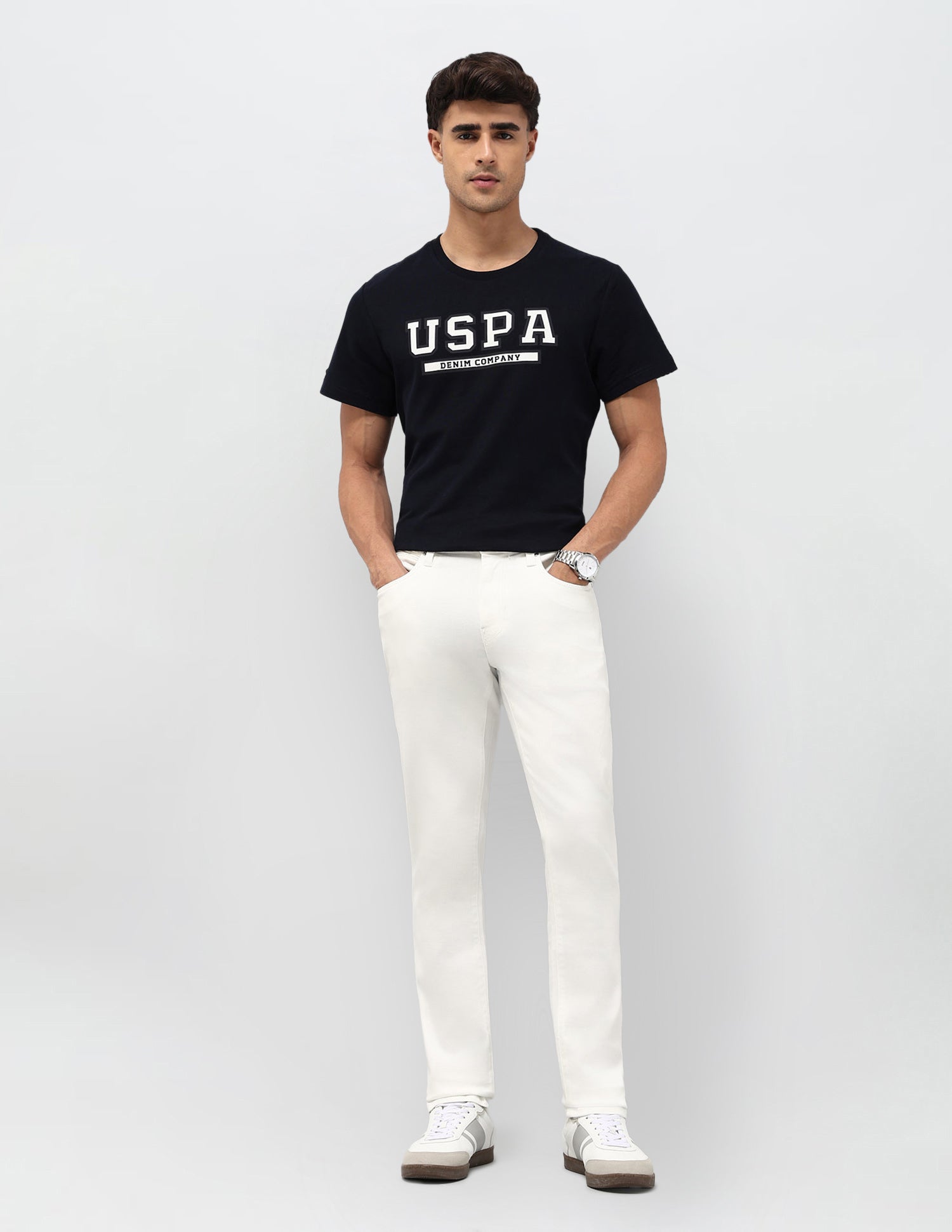 Brandon Slim Tapered Fit White Jeans White - U.S. POLO ASSN. | Large