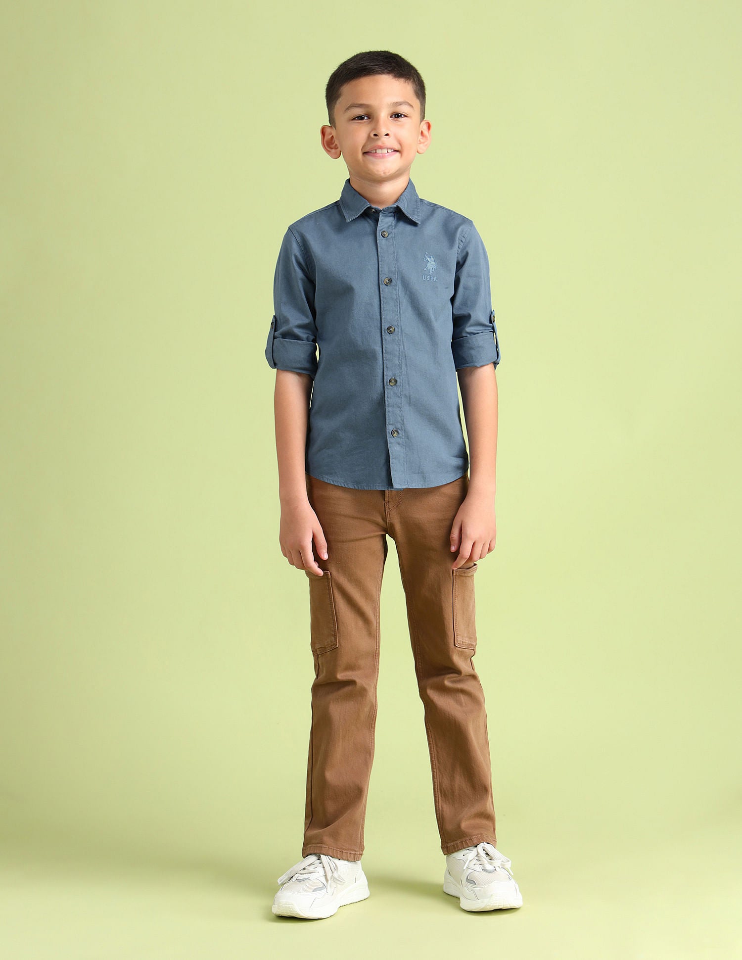 Dobby Regular Fit Solid Shirt Navy - U.S. POLO ASSN. | Large