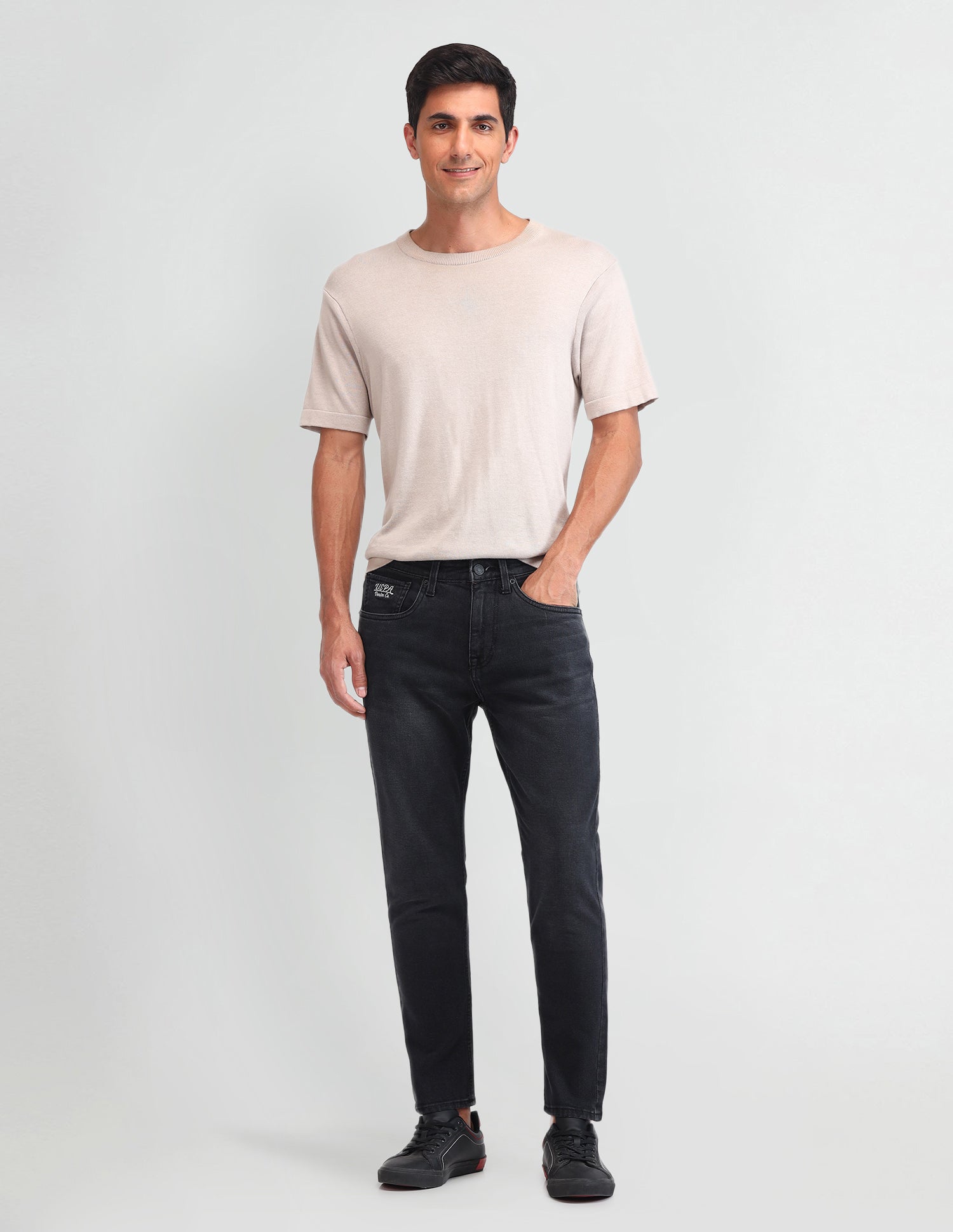 Henry Tapered Fit Cropped Grey Jeans Black - U.S. Polo Assn. India | Large