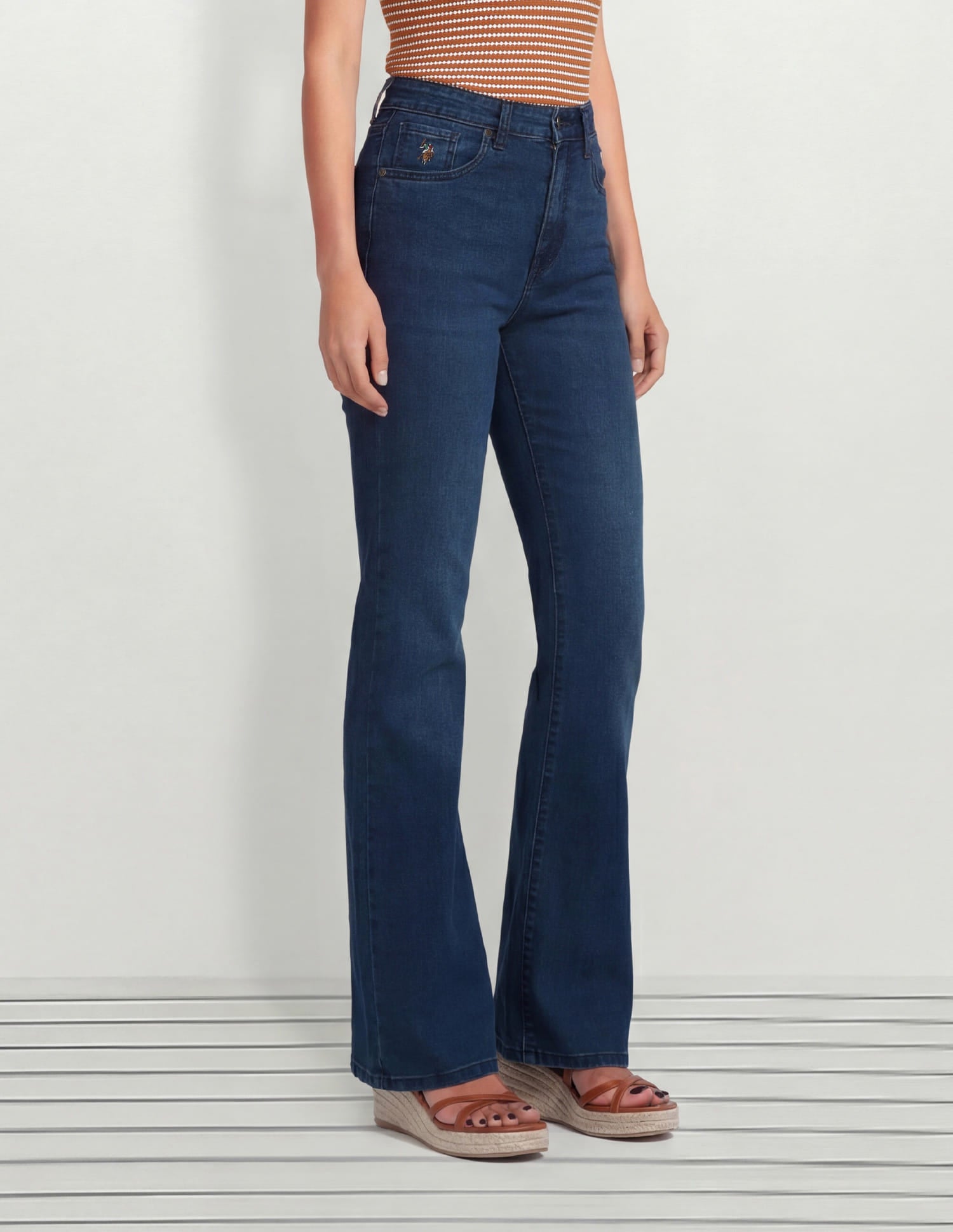 High Rise Flared Fit Jeans Blue - U.S. Polo Assn. India | Large
