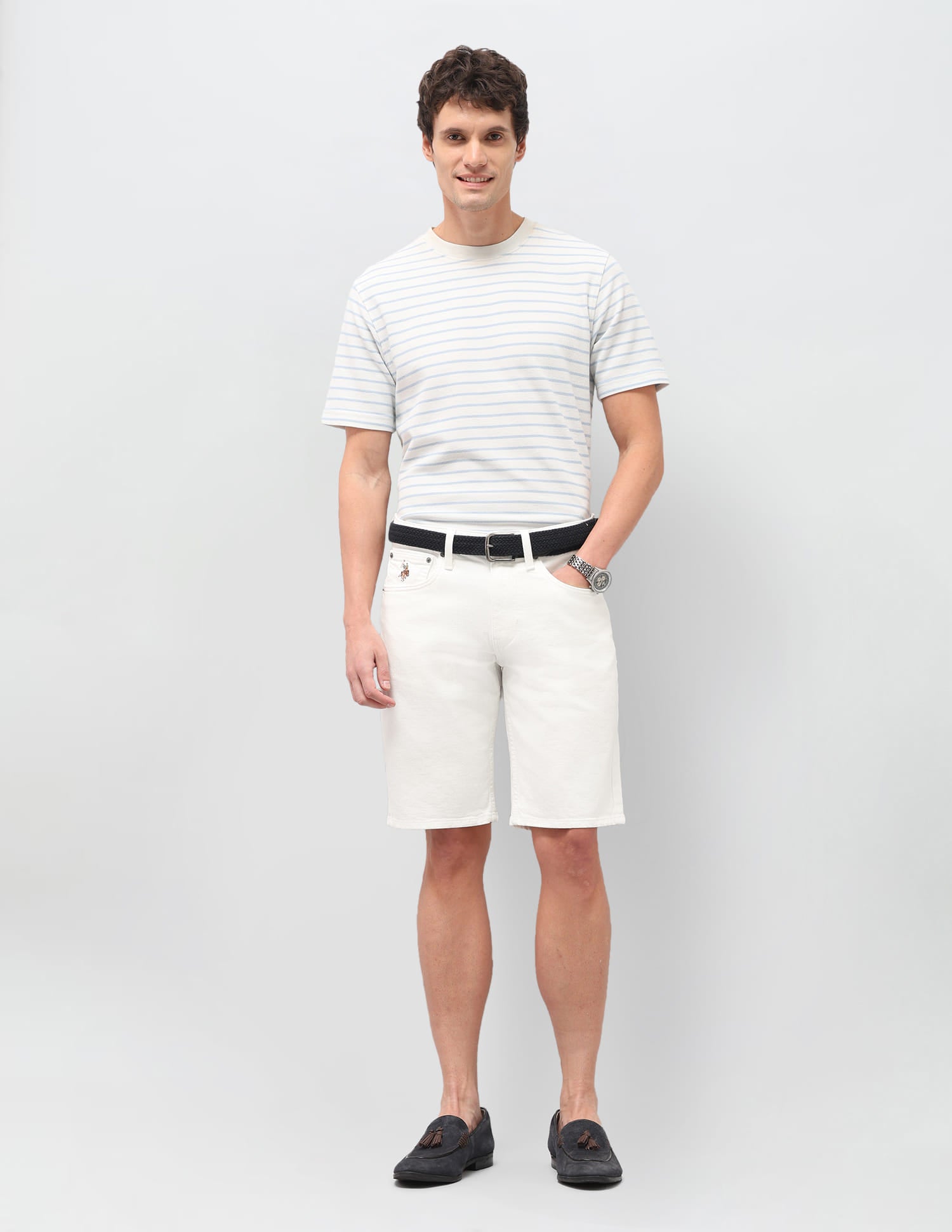 Solid Relaxed Fit Shorts White - U.S. Polo Assn. India | Large