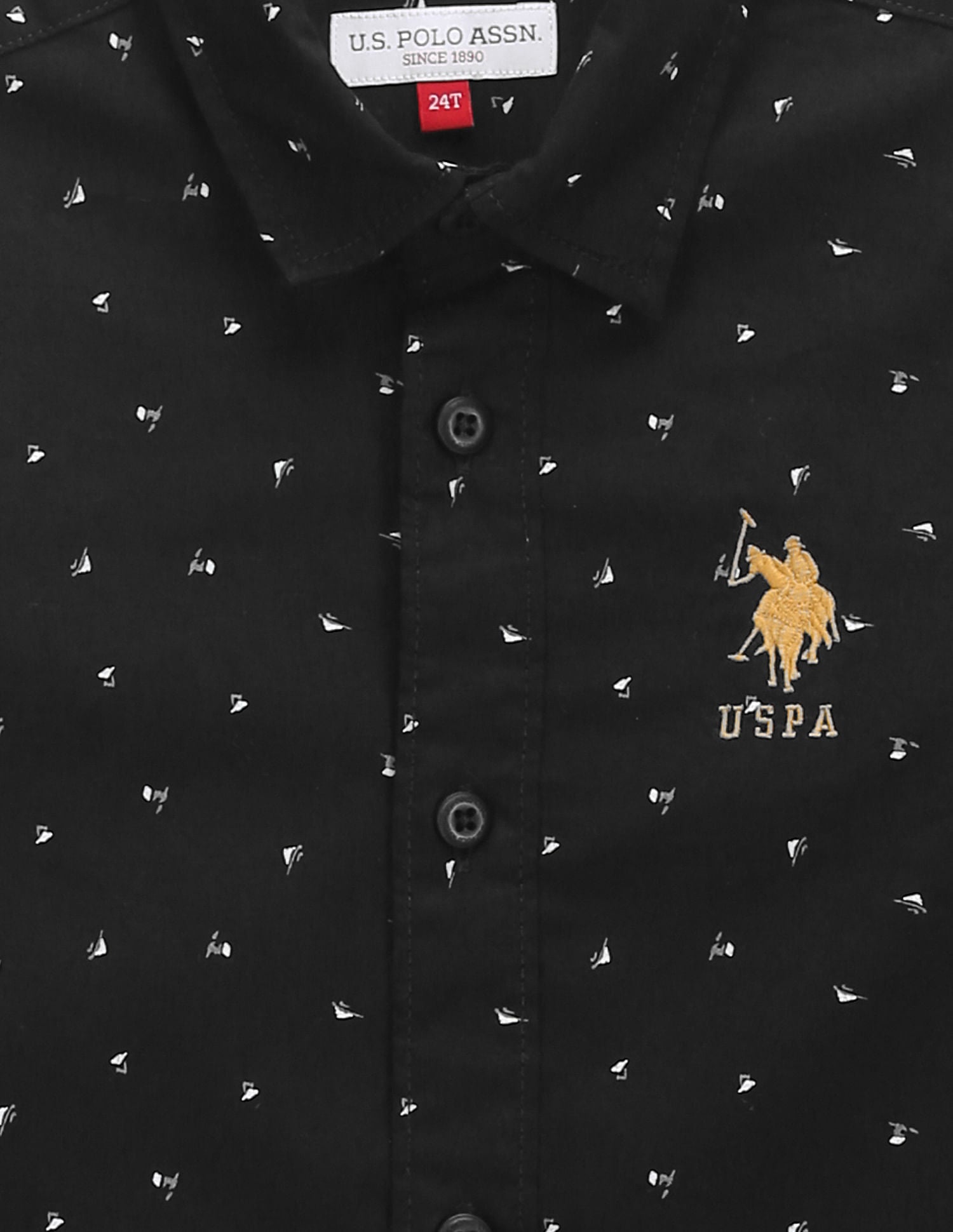 Boys Pure Cotton Shirt Black - U.S. POLO ASSN. | Large