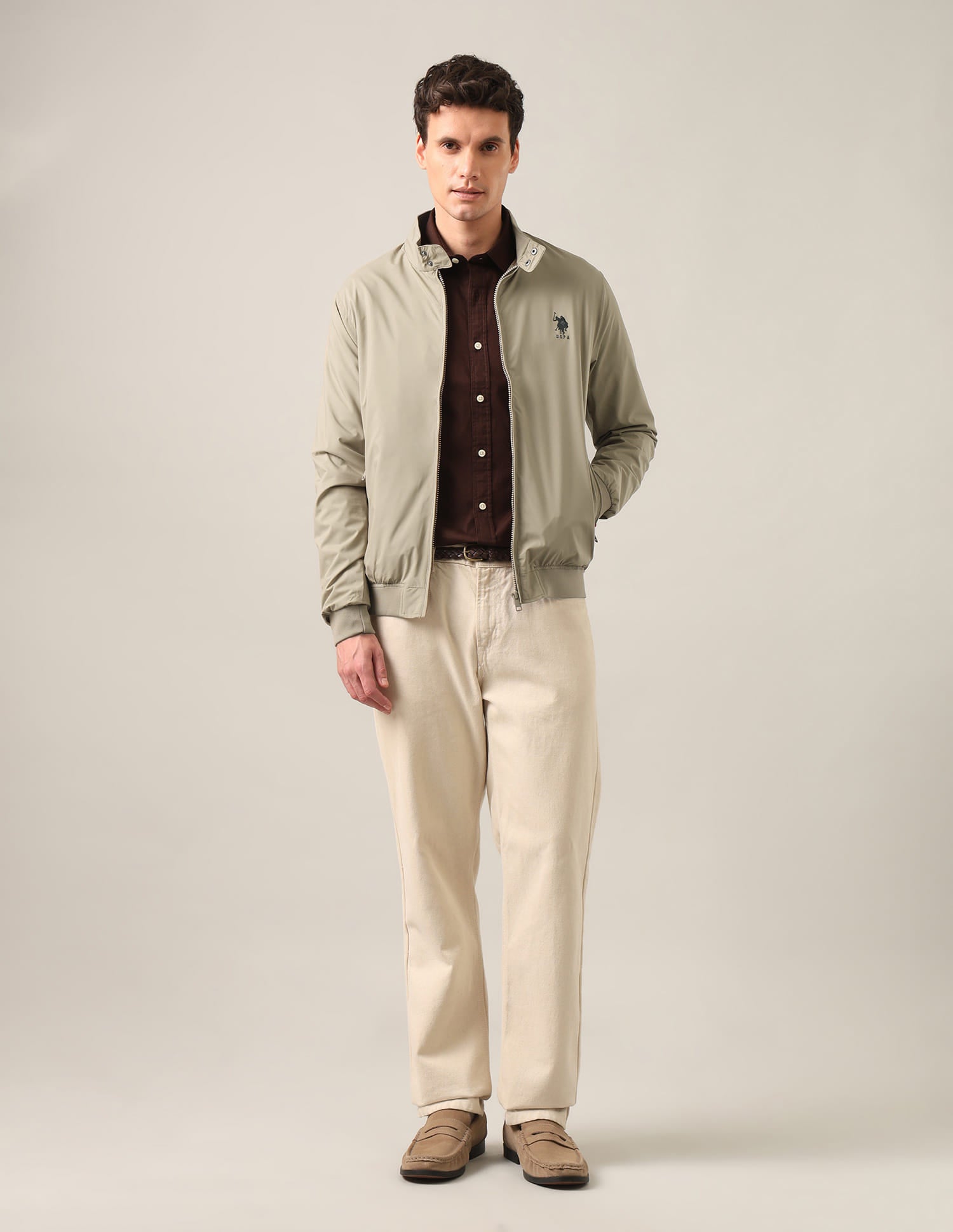 Packable Windcheater Jacket Khaki - U.S. Polo Assn. India | Large