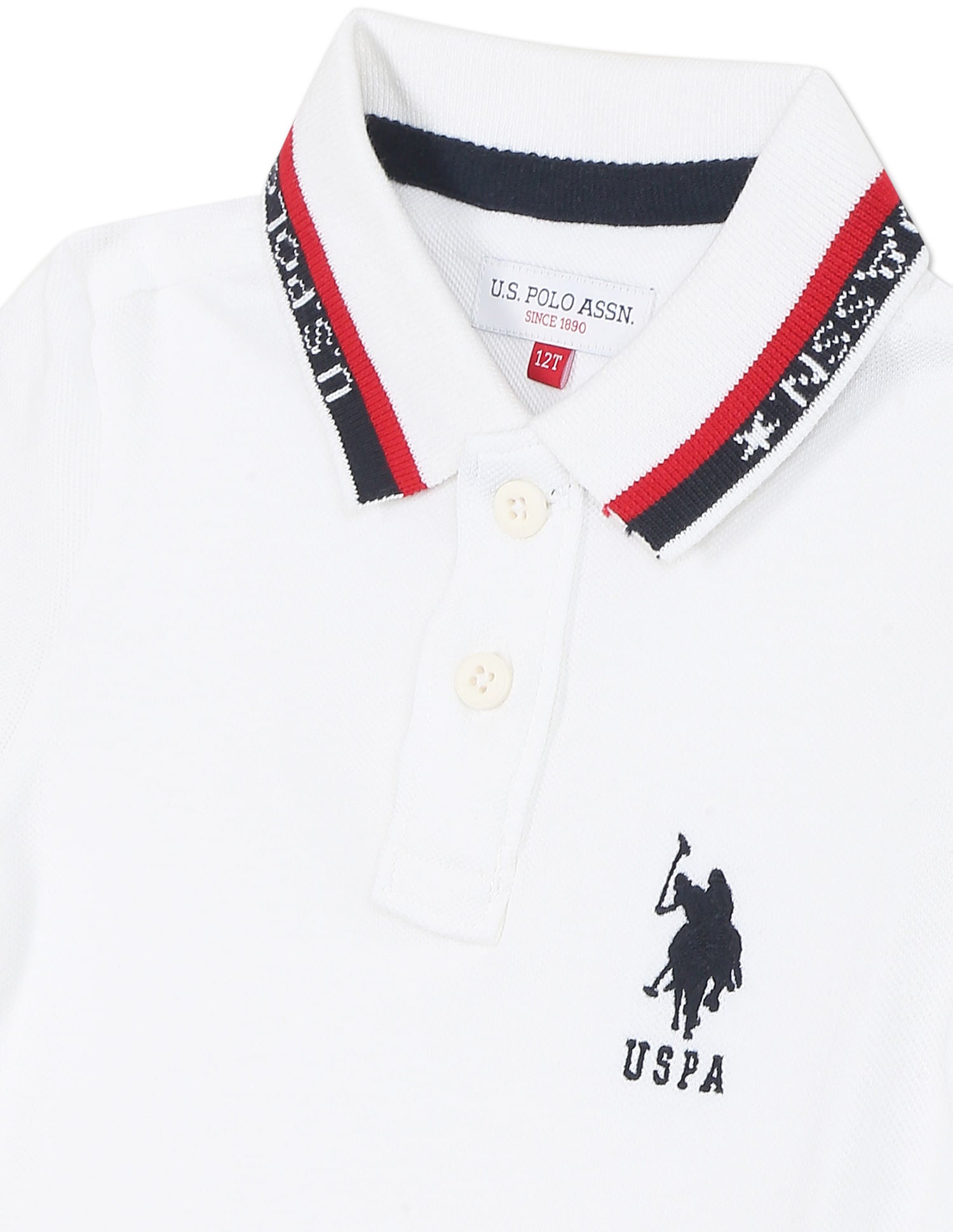 Contrast Collar Solid Polo Shirt White - U.S. POLO ASSN. | Large