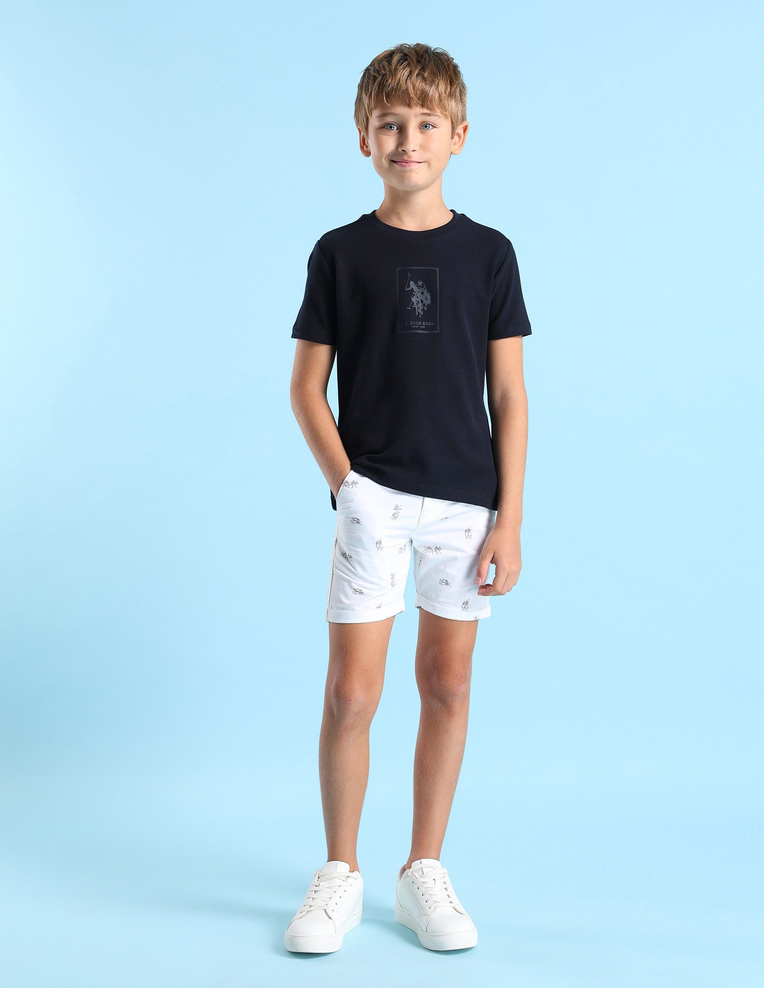 Boys Brand Printed Regular Fit T-Shirt Navy - U.S. POLO ASSN. | Large