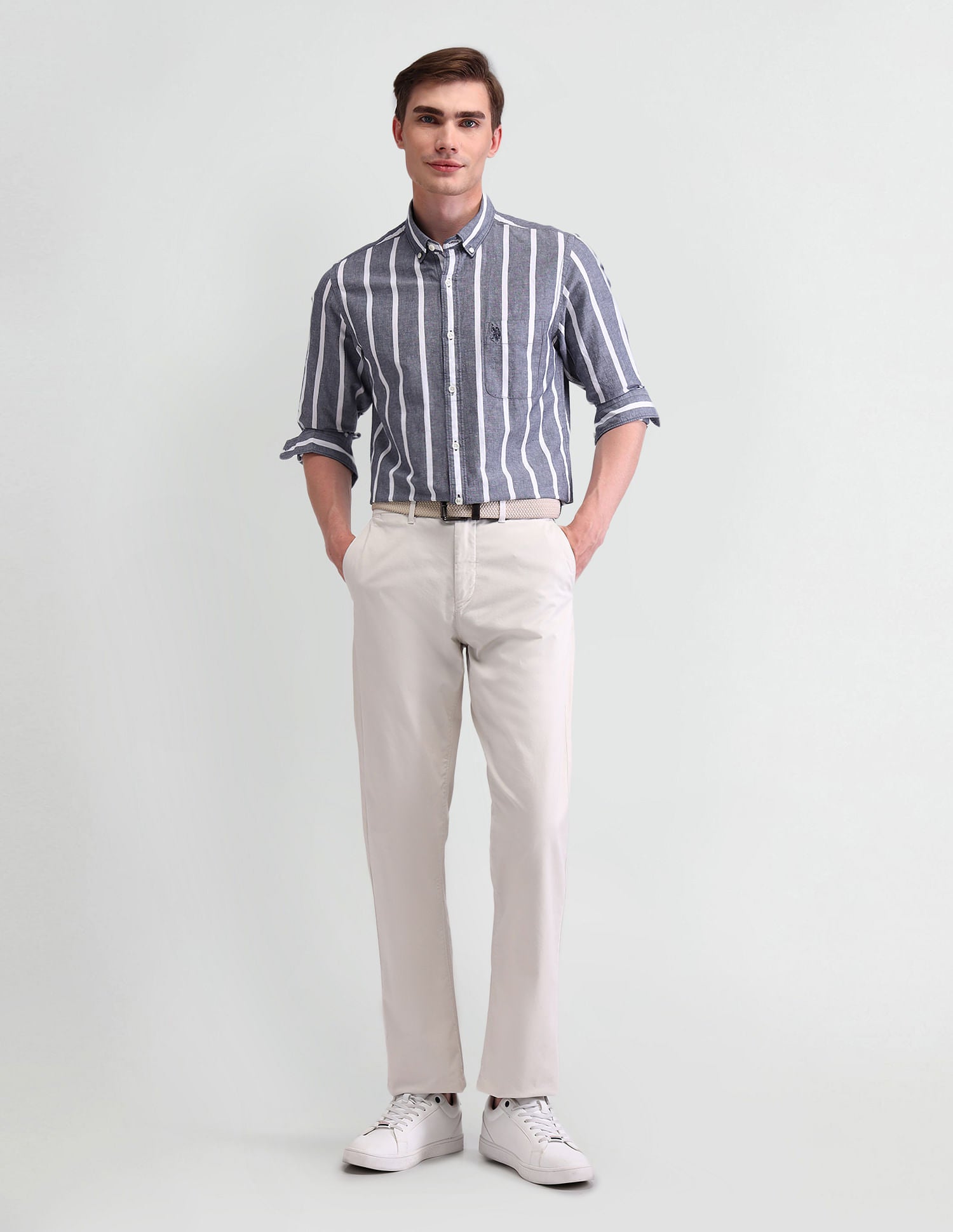 Vertical Striped Slim Shirt Navy - U.S. Polo Assn. India | Large