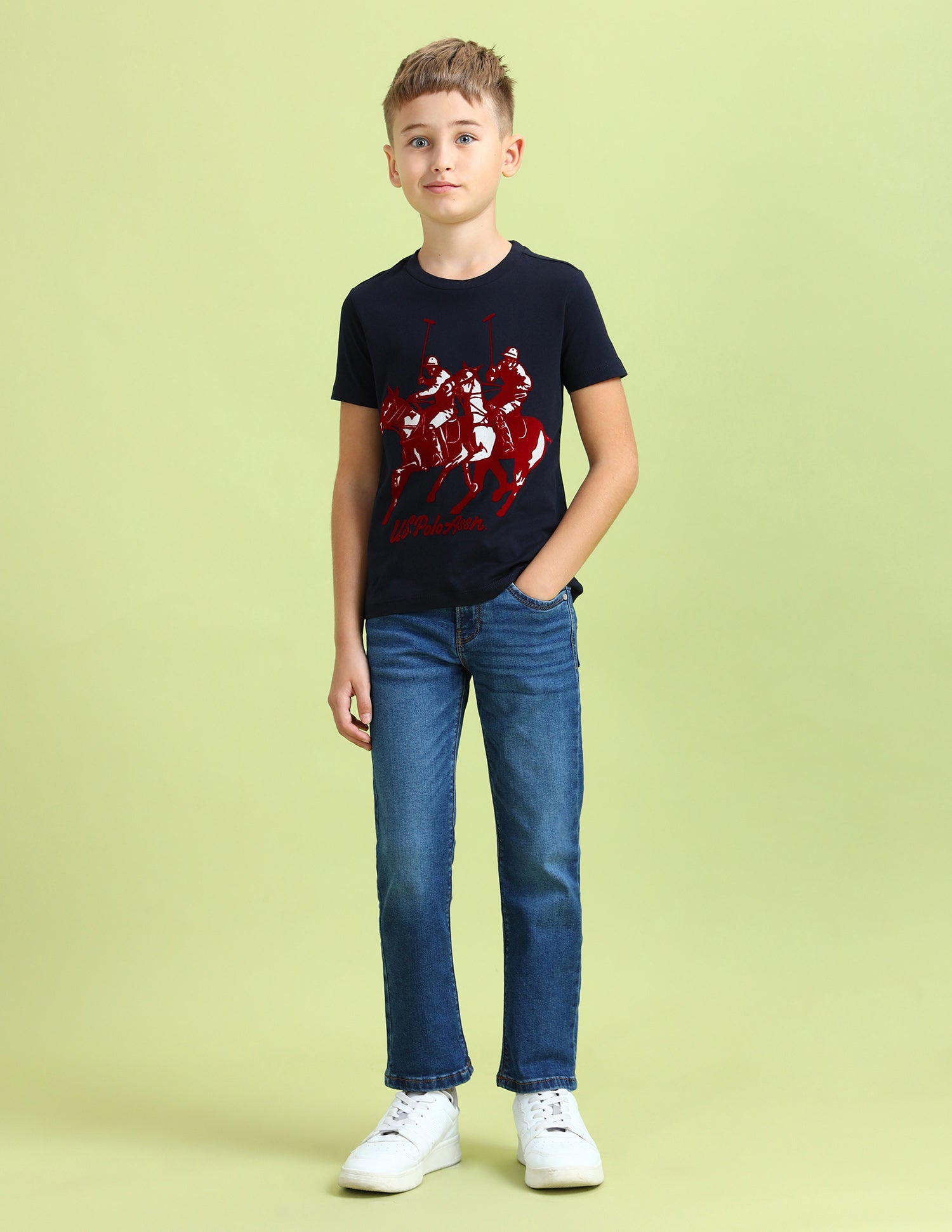 Boys Brand Printed Regular Fit T-Shirt Navy - U.S. POLO ASSN. | Large