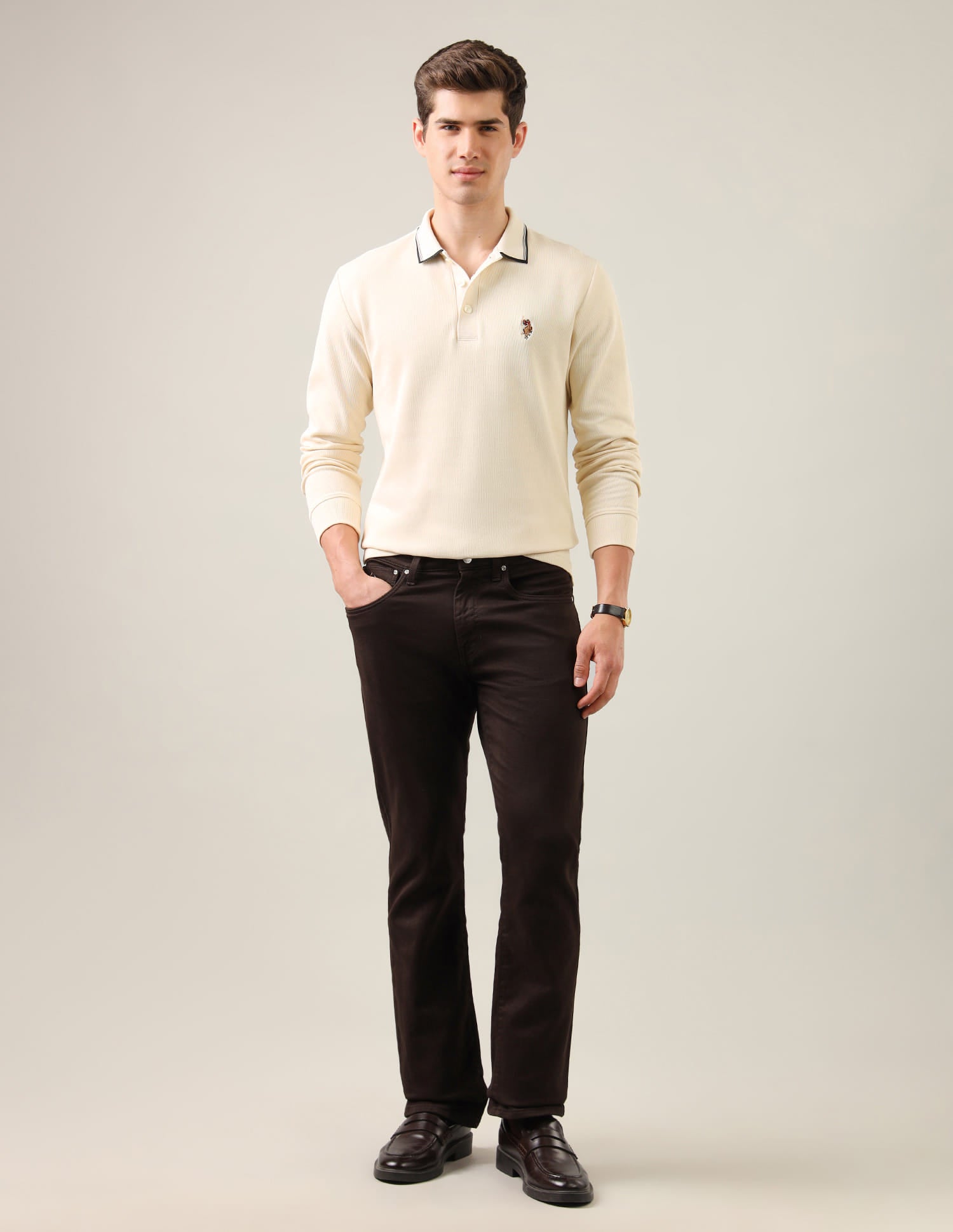 Solid Slim Fit Polo Shirt White - U.S. Polo Assn. India | Large
