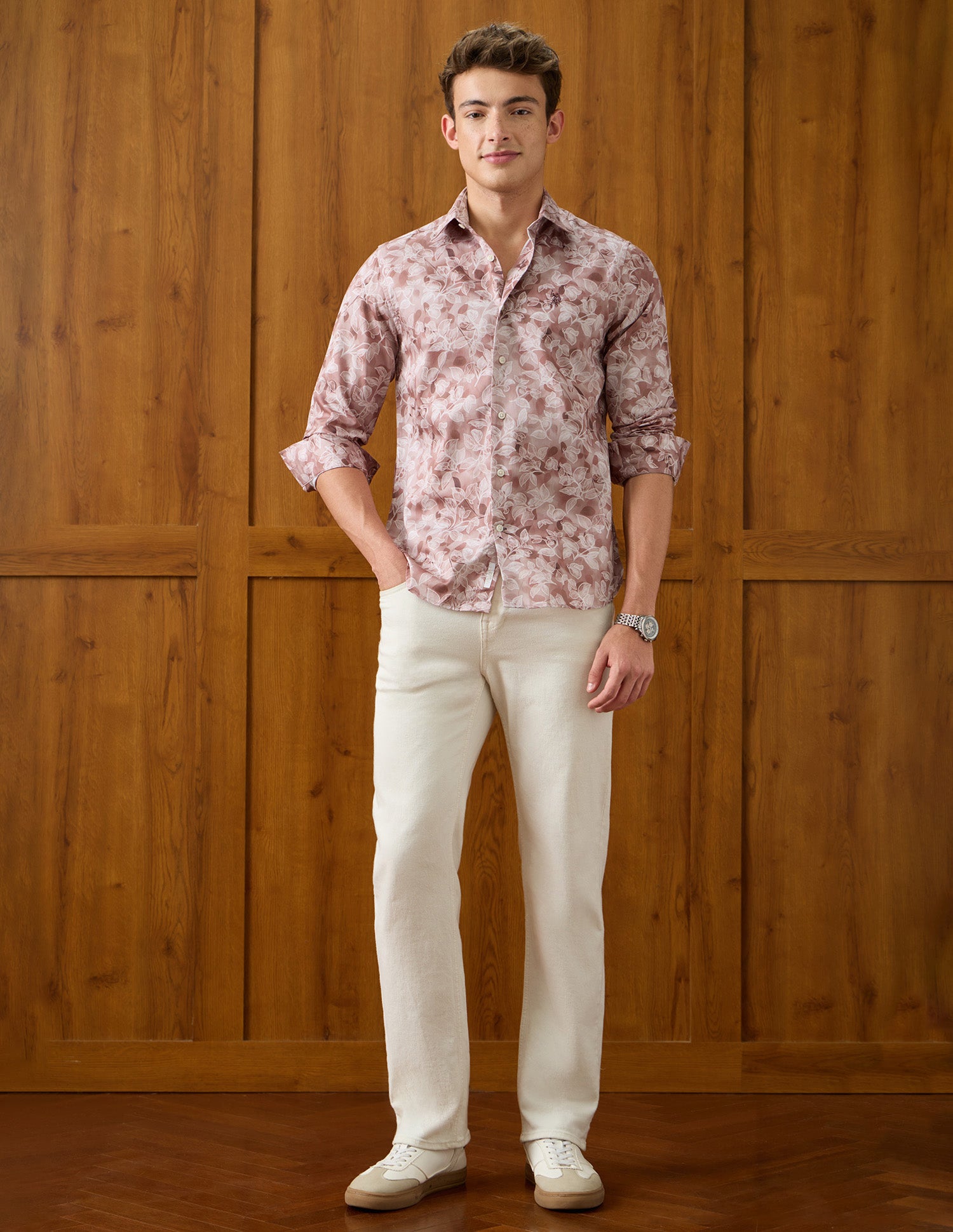 Tropical Printed Satin Shirt Peach - U.S. Polo Assn. India | Large